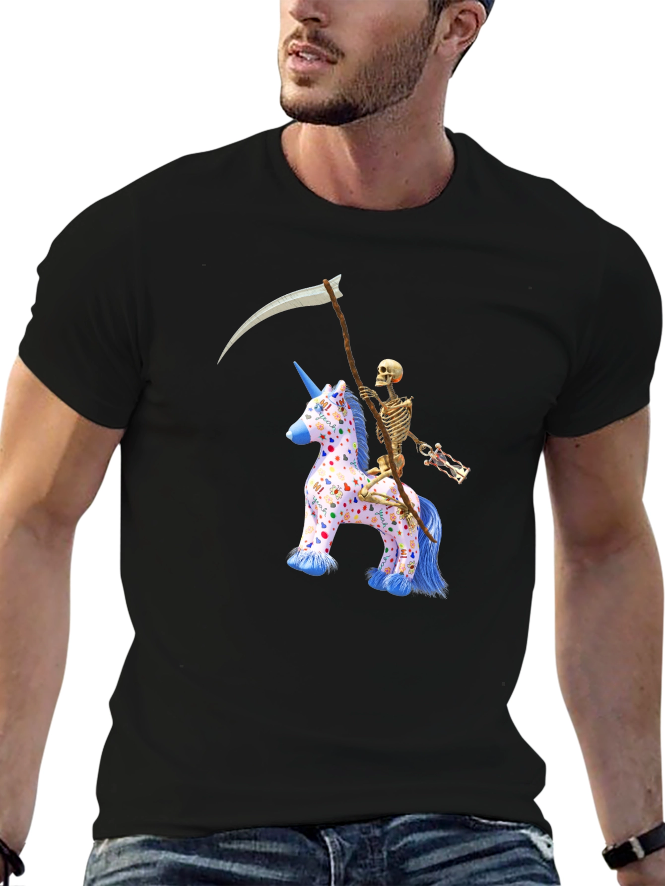 Skeleton Riding Unicorn T-Shirt