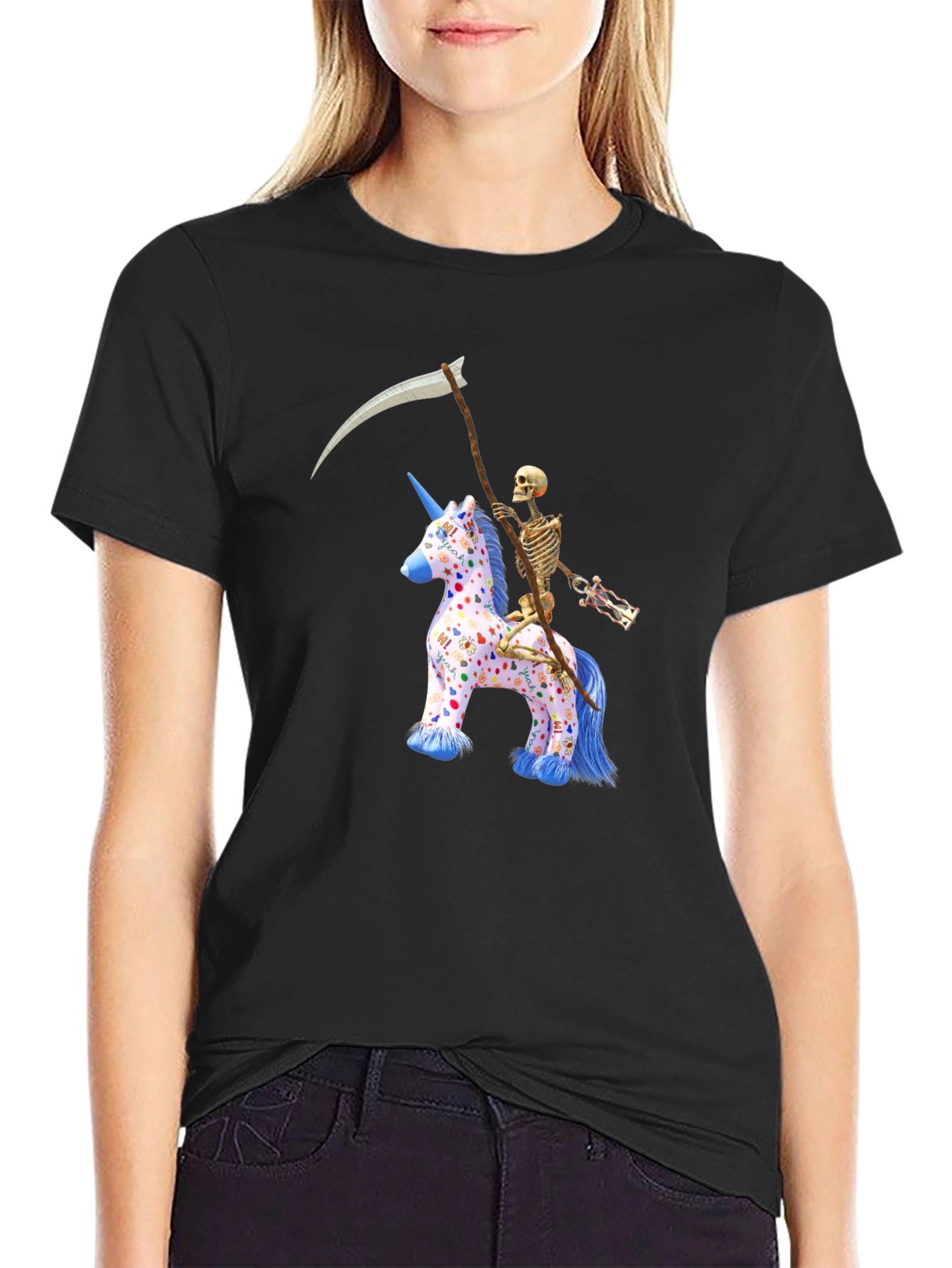 Skeleton Riding Unicorn T-Shirt