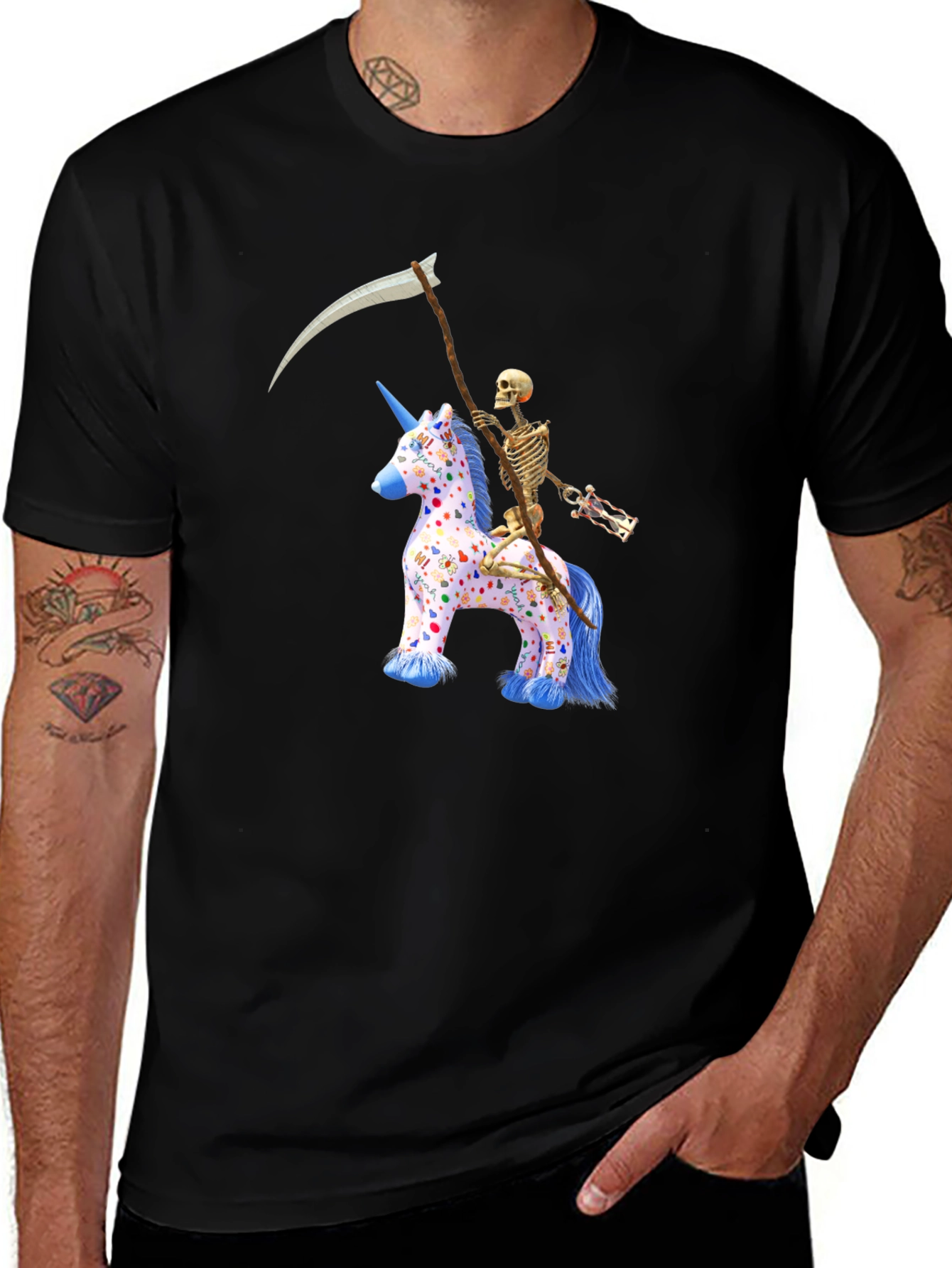Skeleton Riding Unicorn T-Shirt