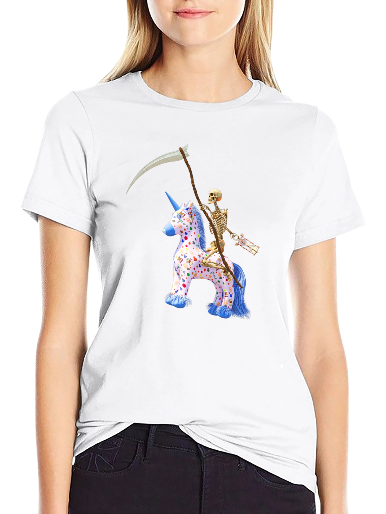 Skeleton Riding Unicorn T-Shirt