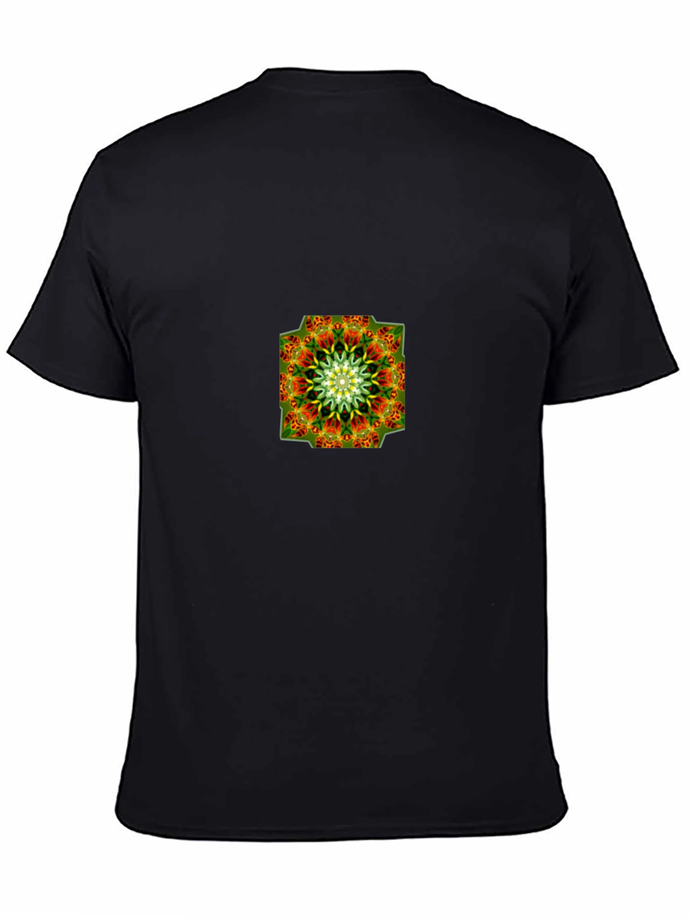 Black Graphic Tee with Abstract Mandala Design