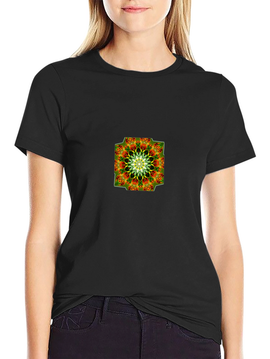 Black Graphic Tee with Abstract Mandala Design