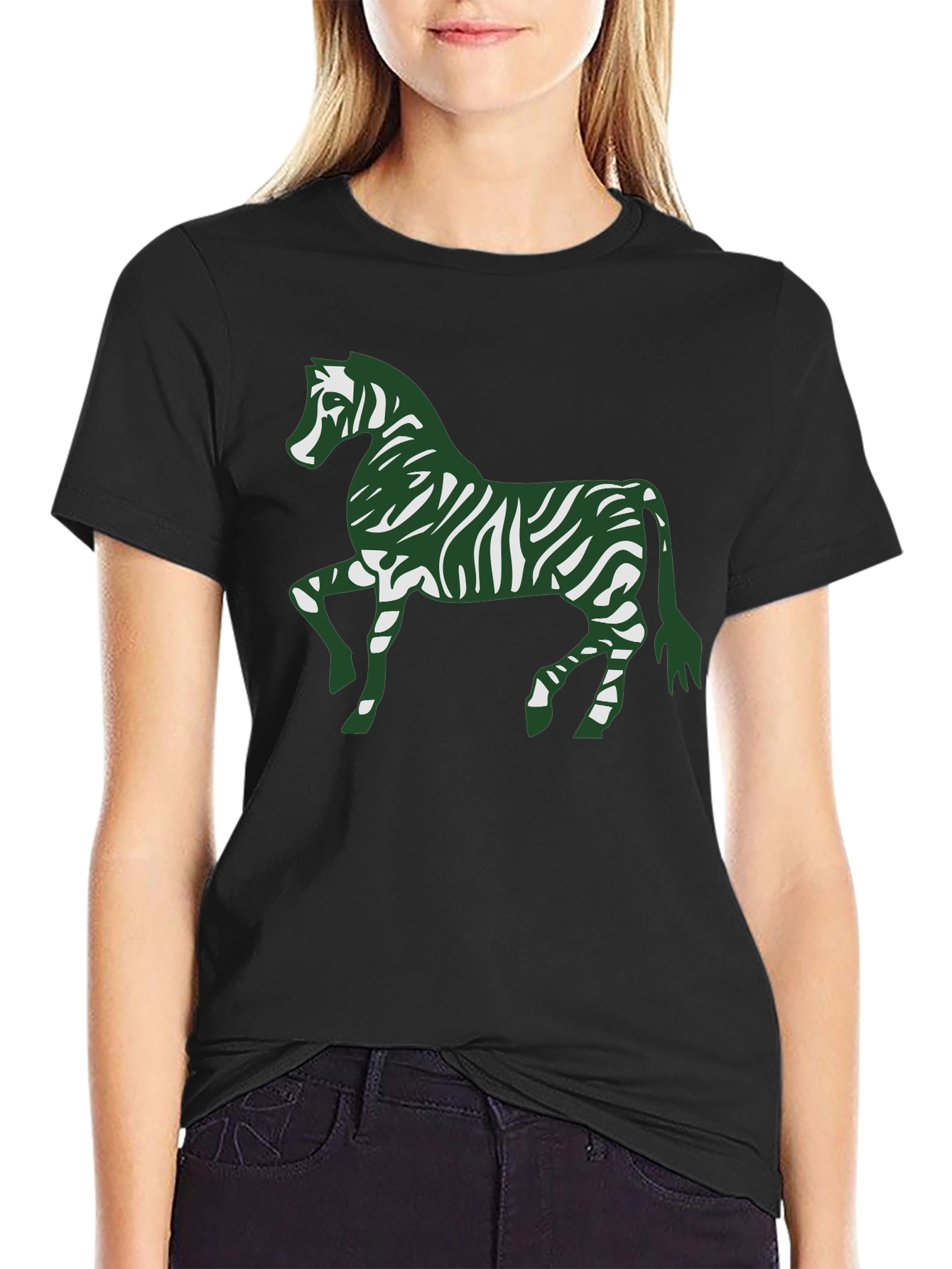 Zebra Print Tee - Stylish Mens Black Cotton T-Shirt