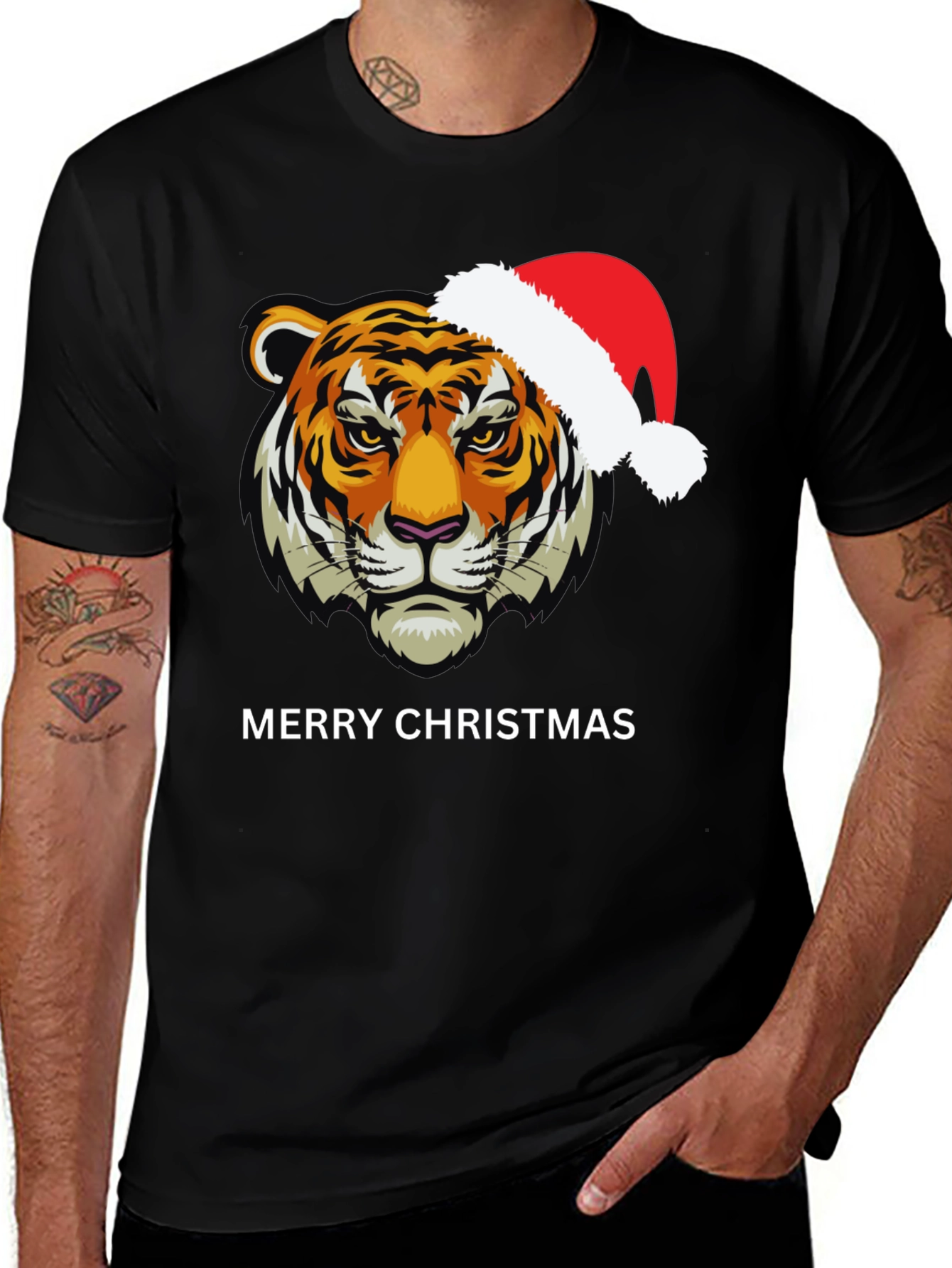 Tiger Merry Christmas Graphic Tee