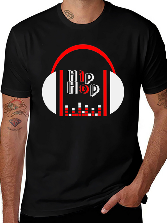 Hip Hop Graphic Tee - Black Cotton Blend