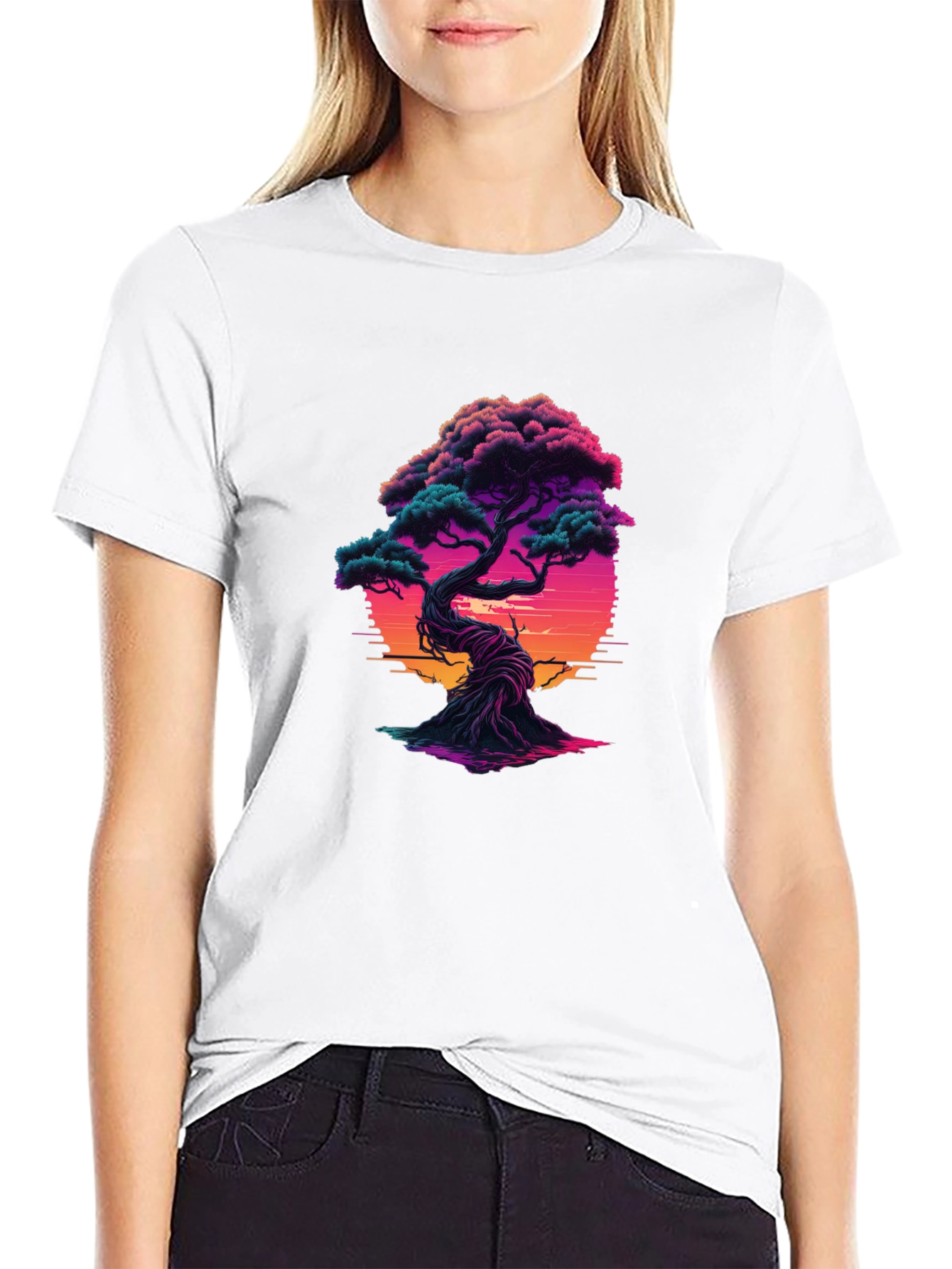 Bonsai Sunset Graphic Tee - Unique Design T-Shirt