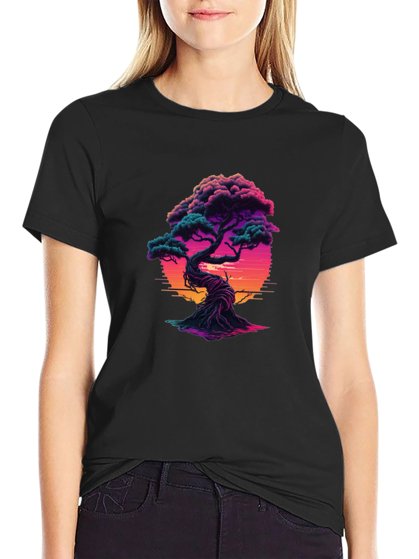 Bonsai Sunset Graphic Tee - Unique Design T-Shirt