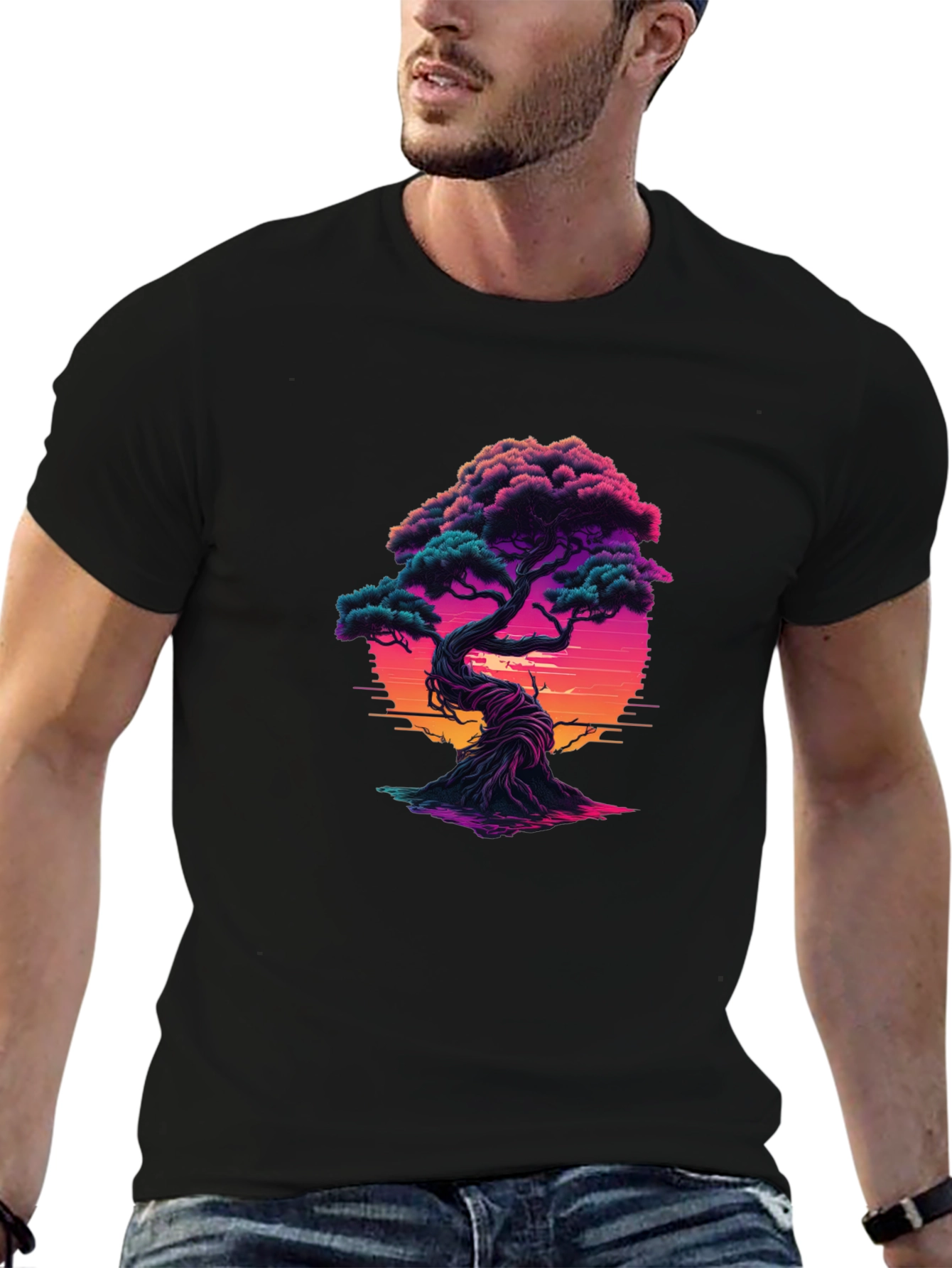 Bonsai Sunset Graphic Tee - Unique Design T-Shirt
