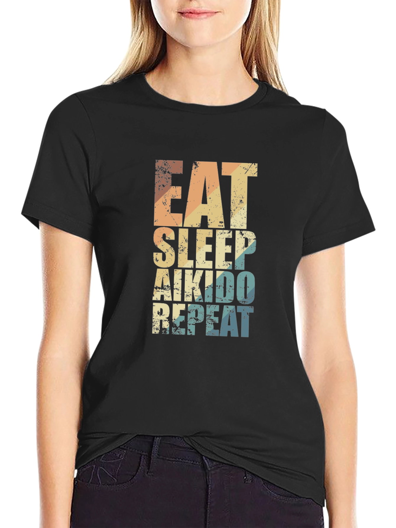 Eat Sleep Aikido Repeat T-Shirt Black
