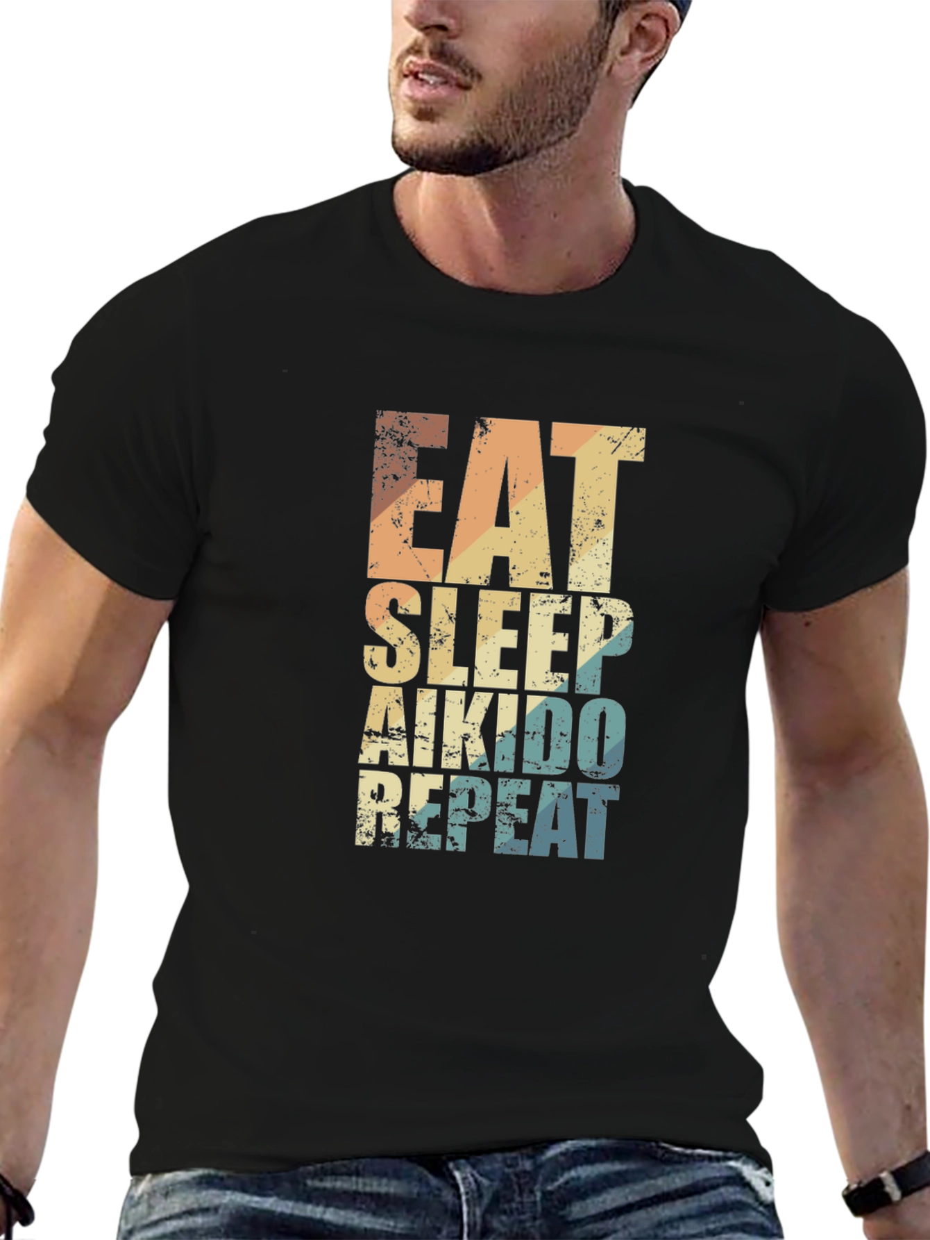 Eat Sleep Aikido Repeat T-Shirt Black