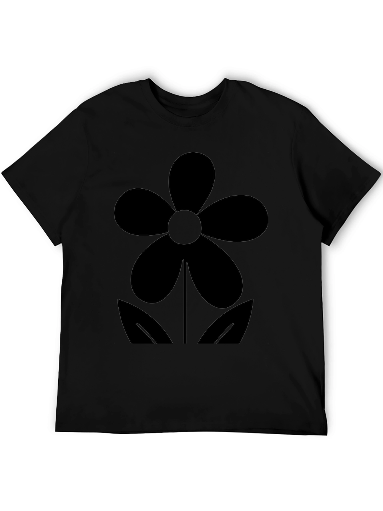 Black Flower Graphic Tee - Casual Comfort