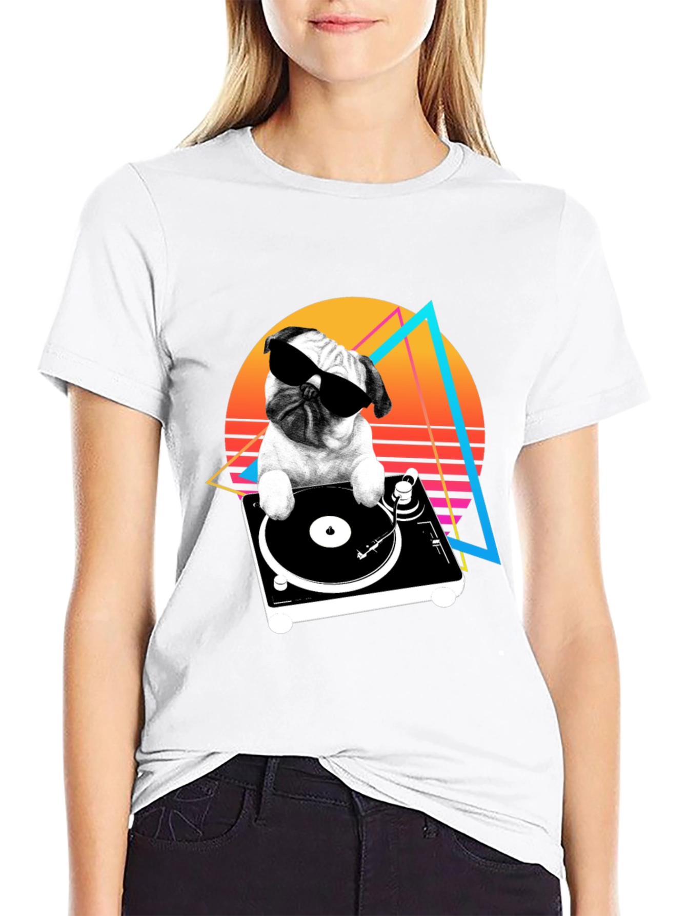 DJ Pug Graphic Tee - Retro Style