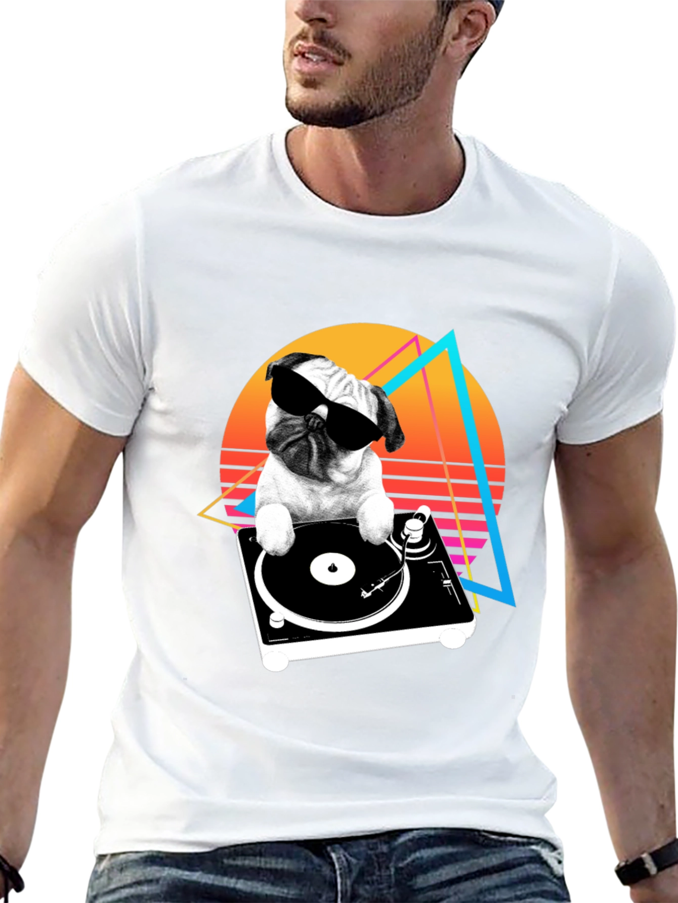 DJ Pug Graphic Tee - Retro Style