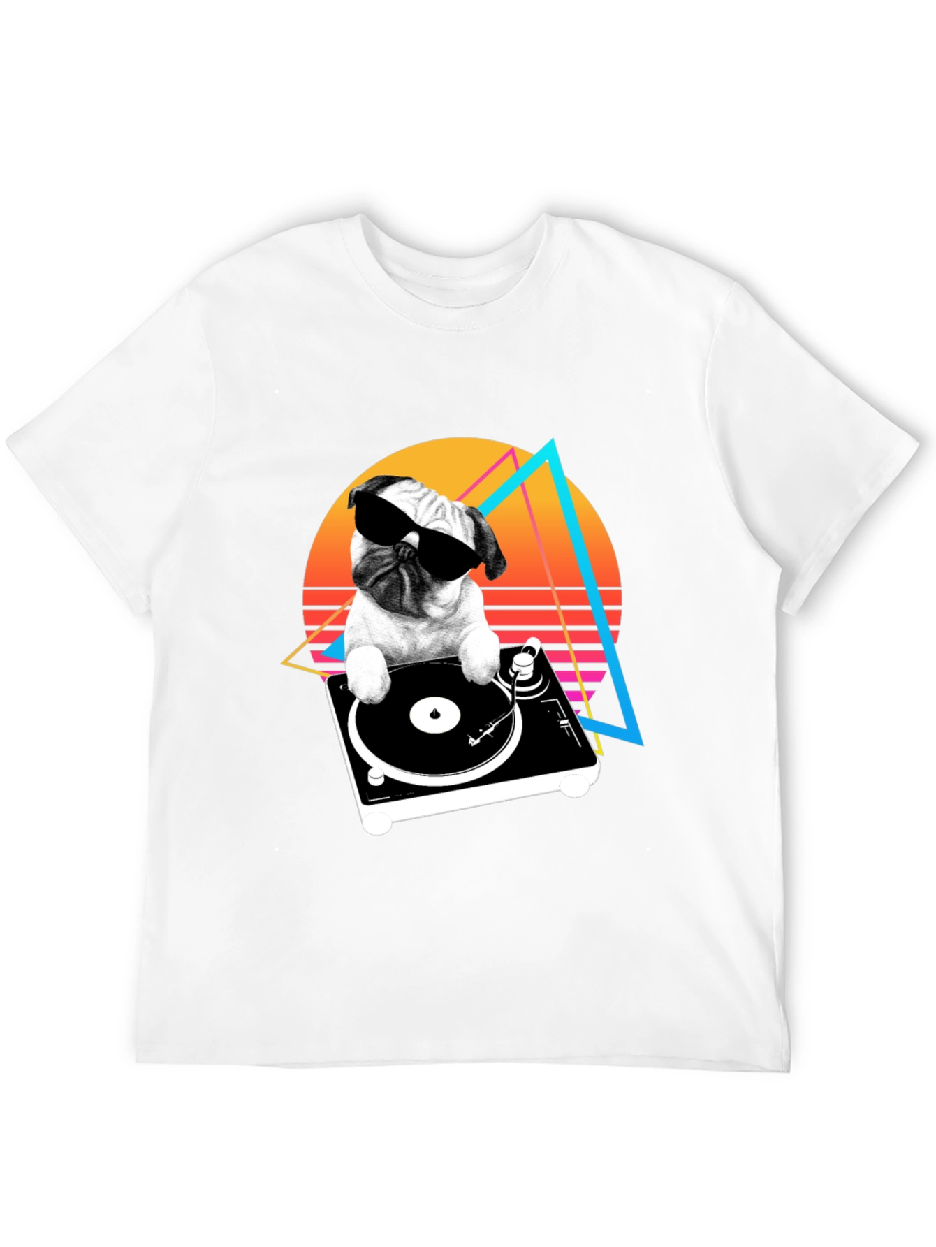 DJ Pug Graphic Tee - Retro Style
