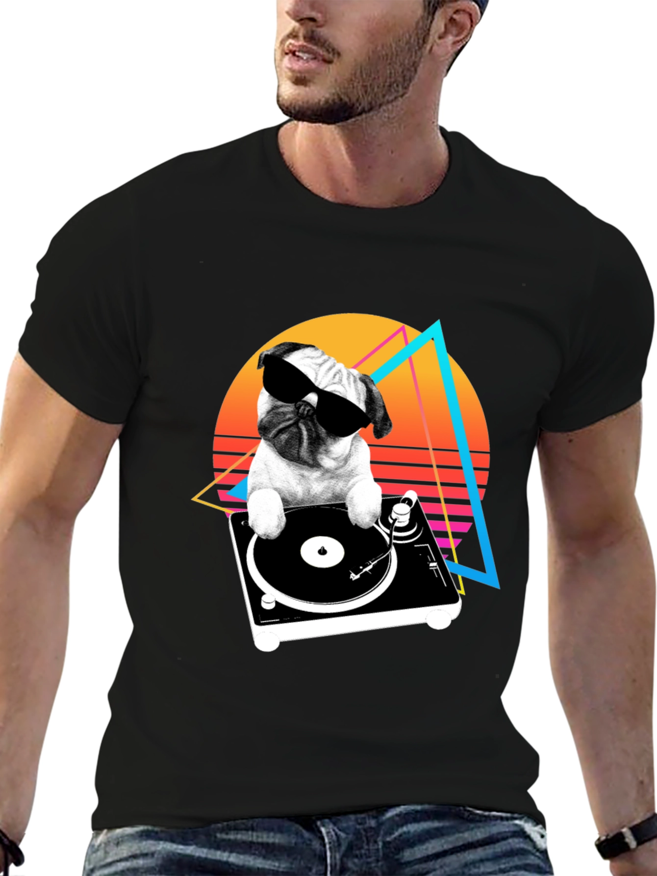 DJ Pug Graphic Tee - Retro Style