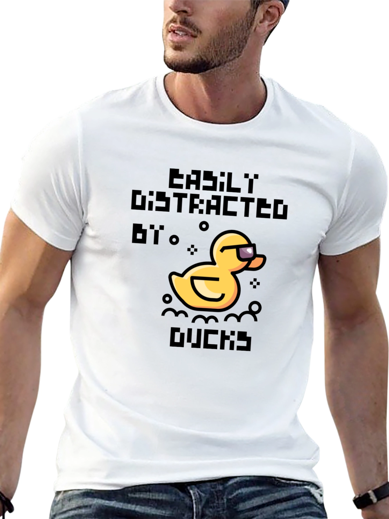 Easily Distracted by Ducks Black T-Shirt