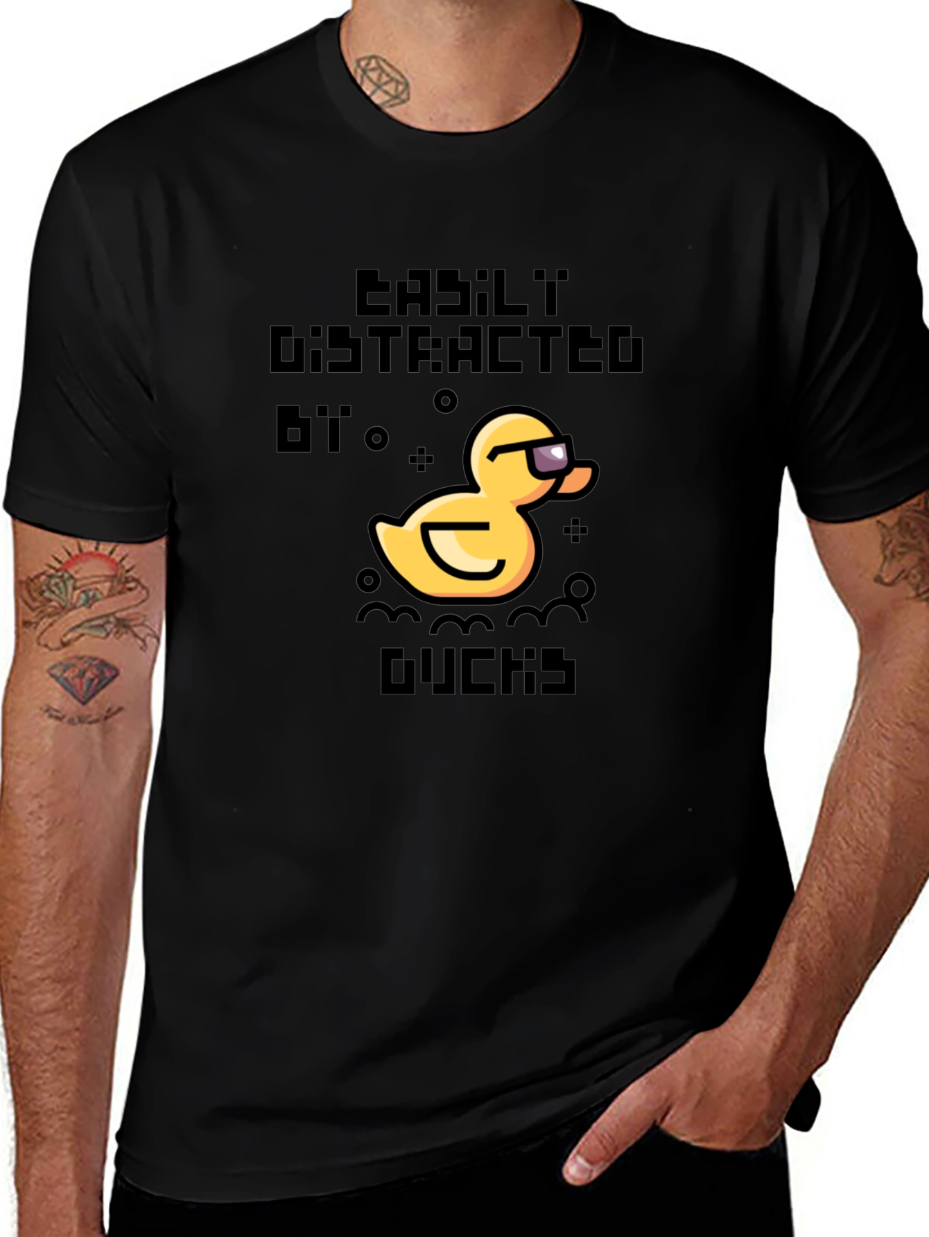 Easily Distracted by Ducks Black T-Shirt