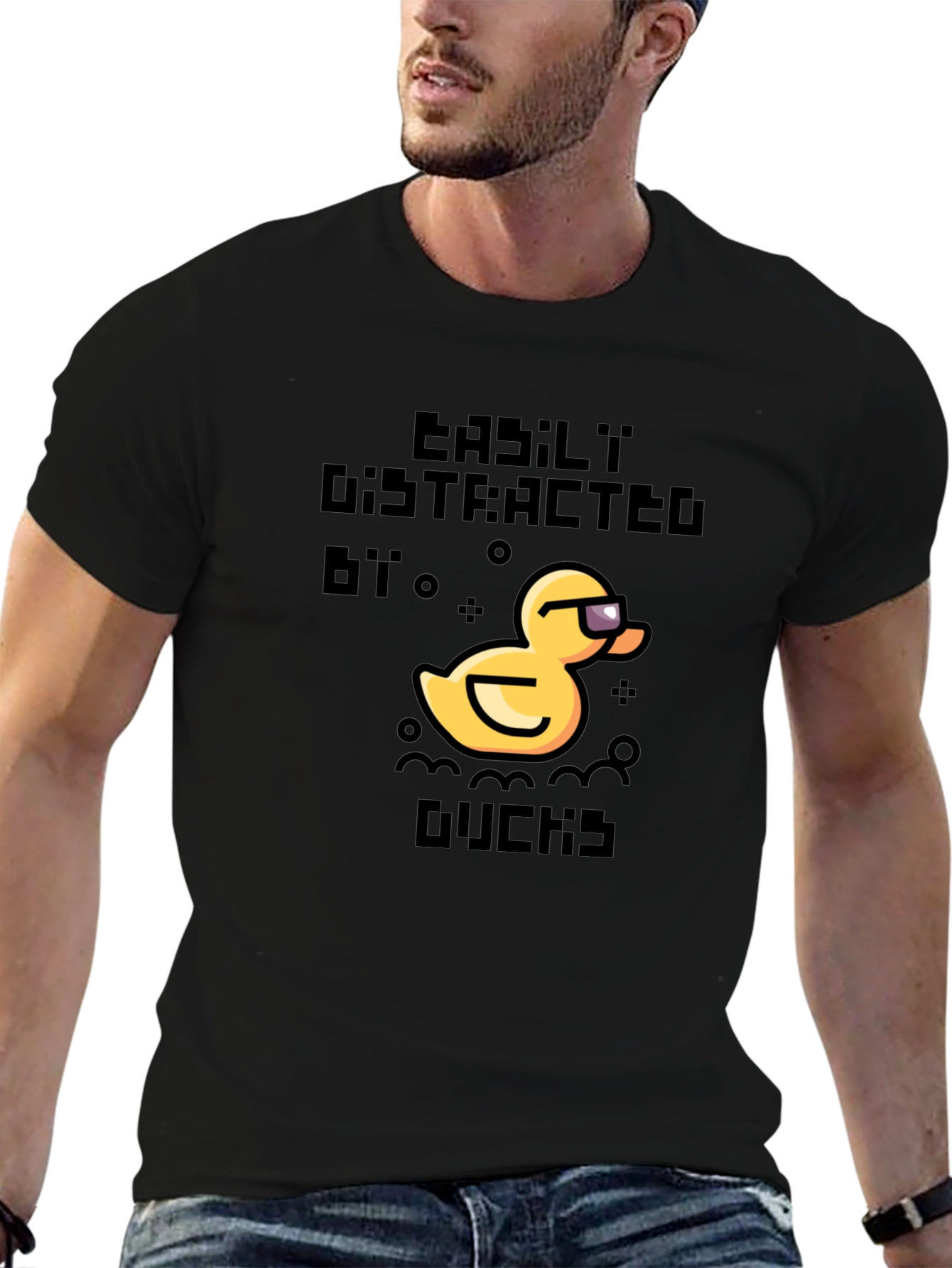 Easily Distracted by Ducks Black T-Shirt