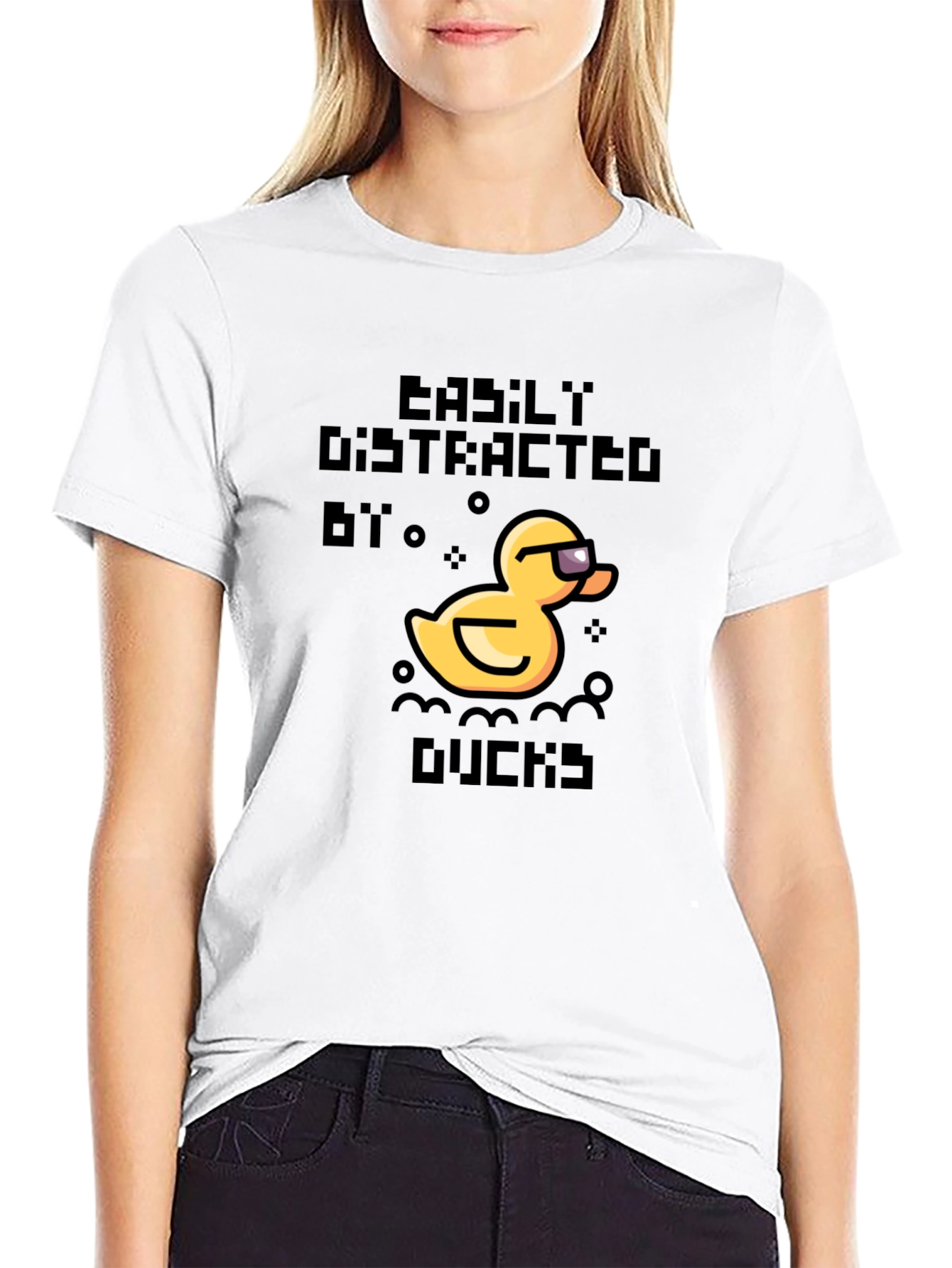 Easily Distracted by Ducks Black T-Shirt