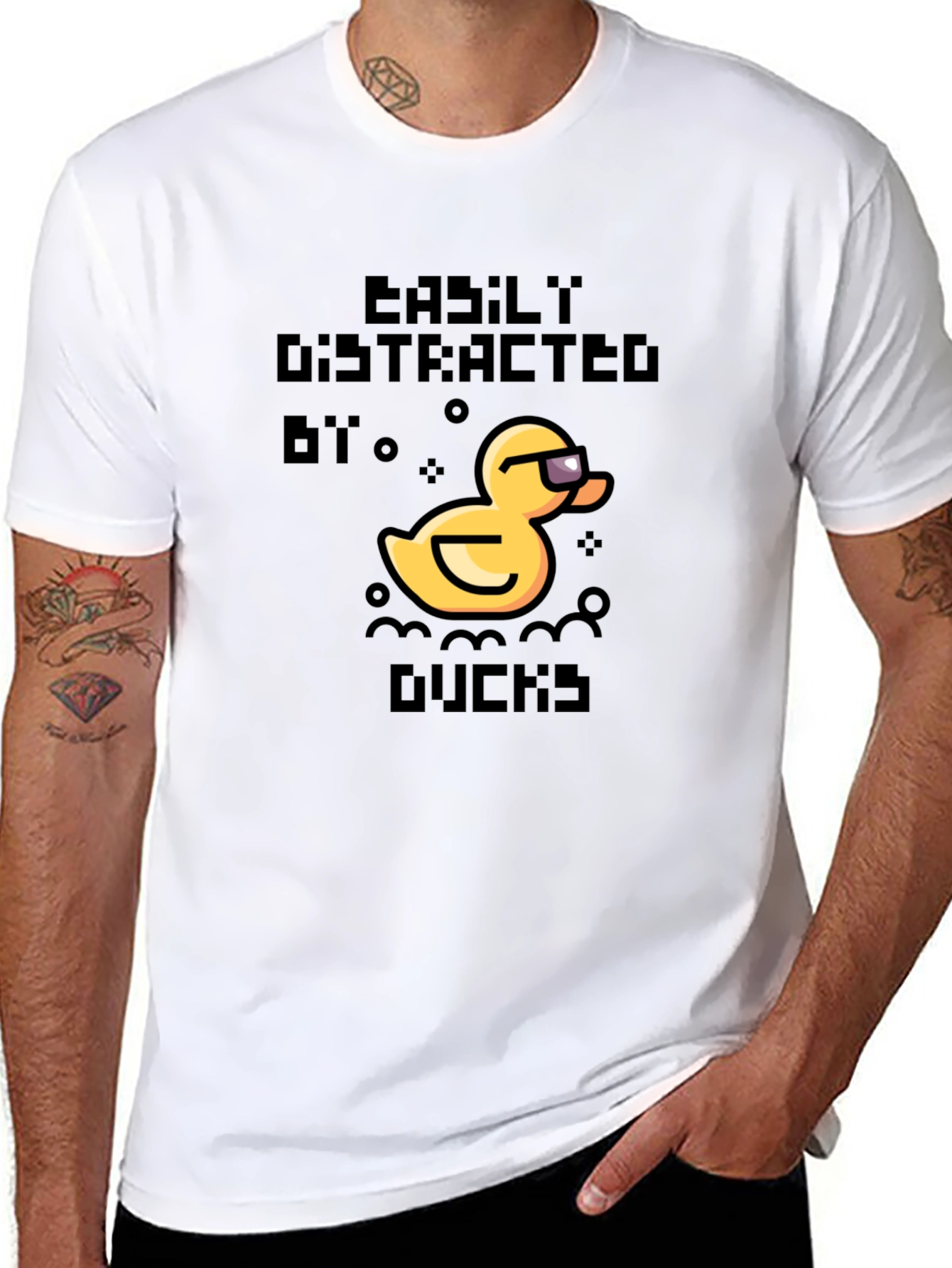 Easily Distracted by Ducks Black T-Shirt