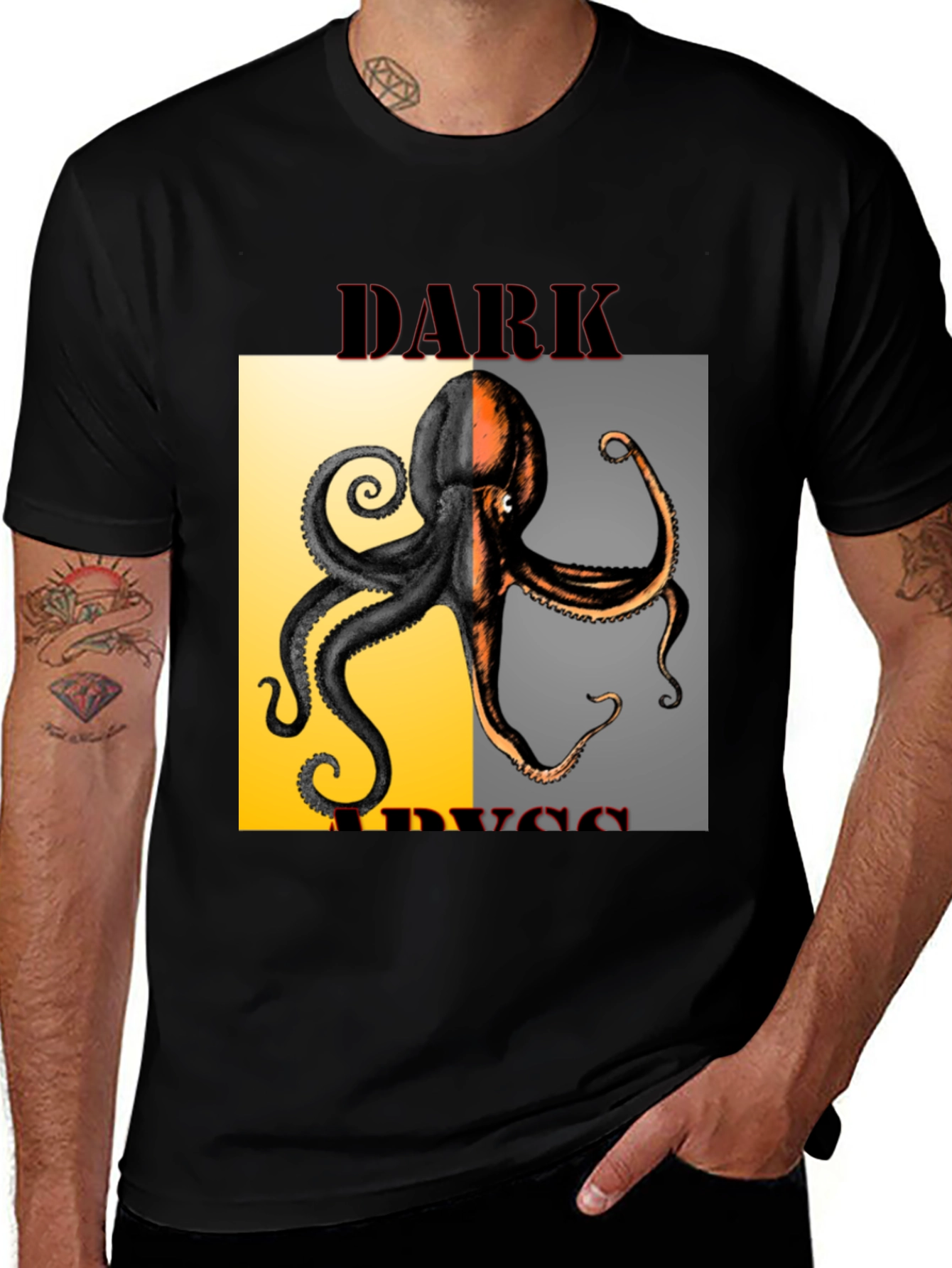 Dark Abyss Octopus Graphic Tee - Black