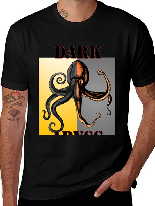 Dark Abyss Octopus Graphic Tee - Black