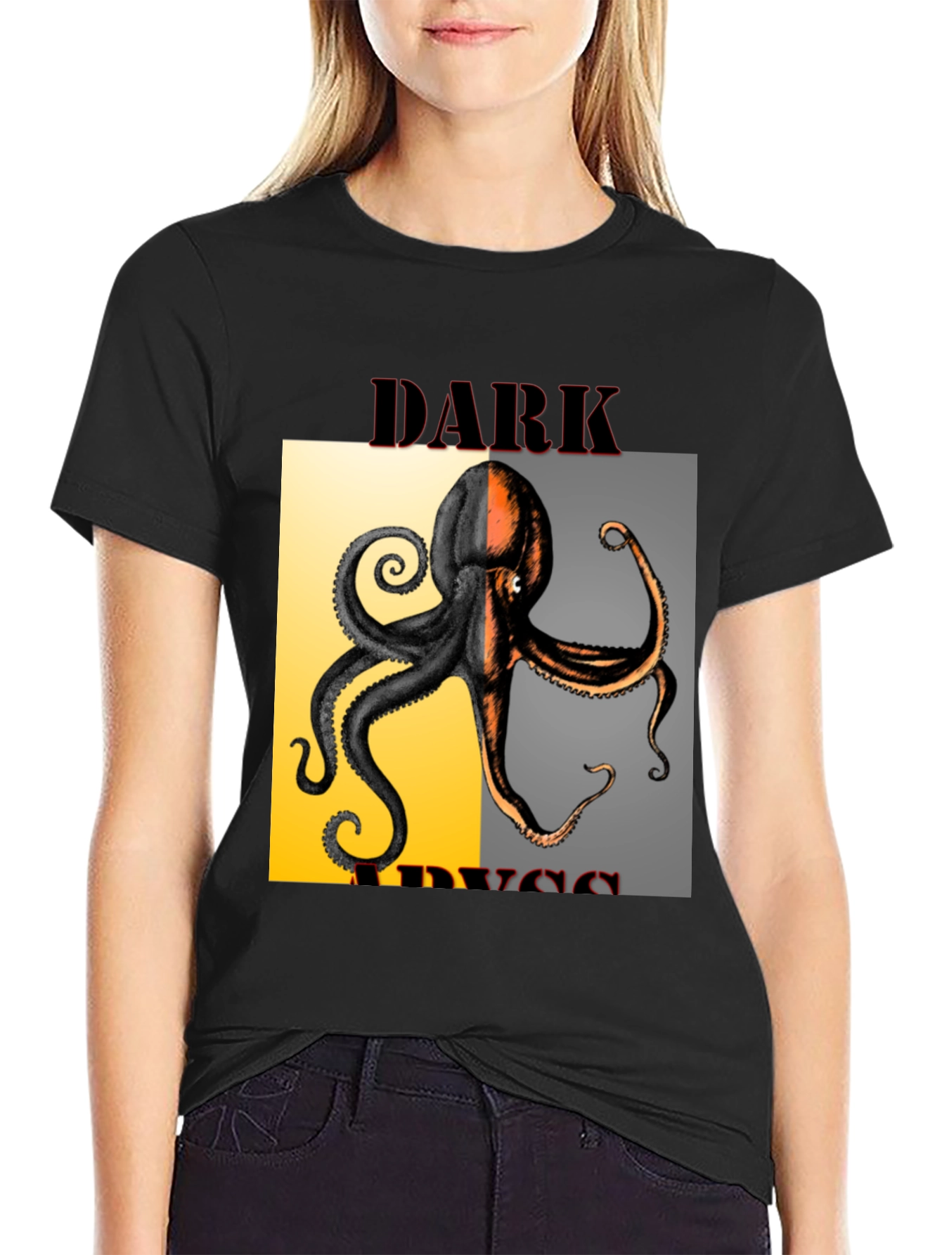Dark Abyss Octopus Graphic Tee - Black