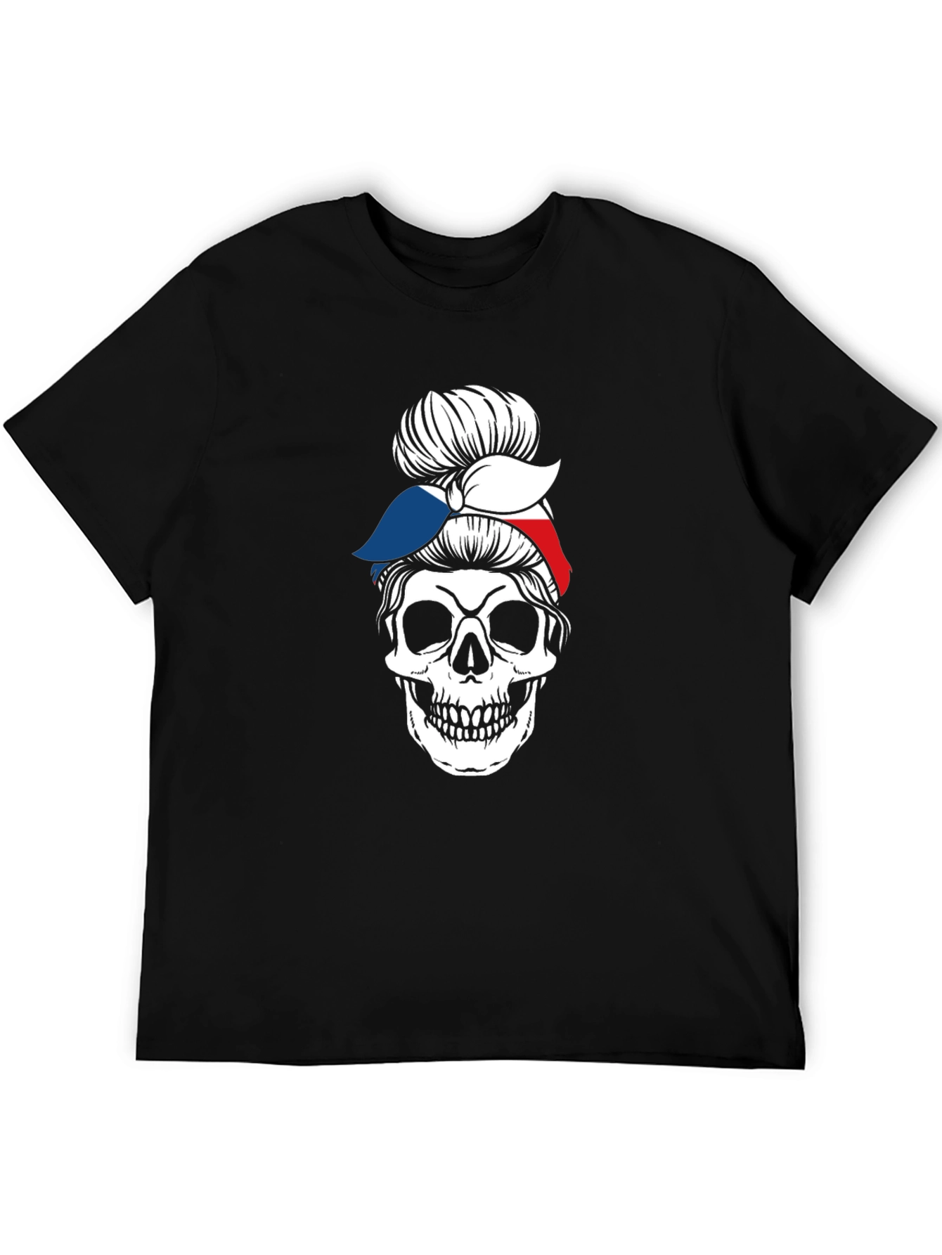 Skull Messy Bun Bandana Graphic Tee