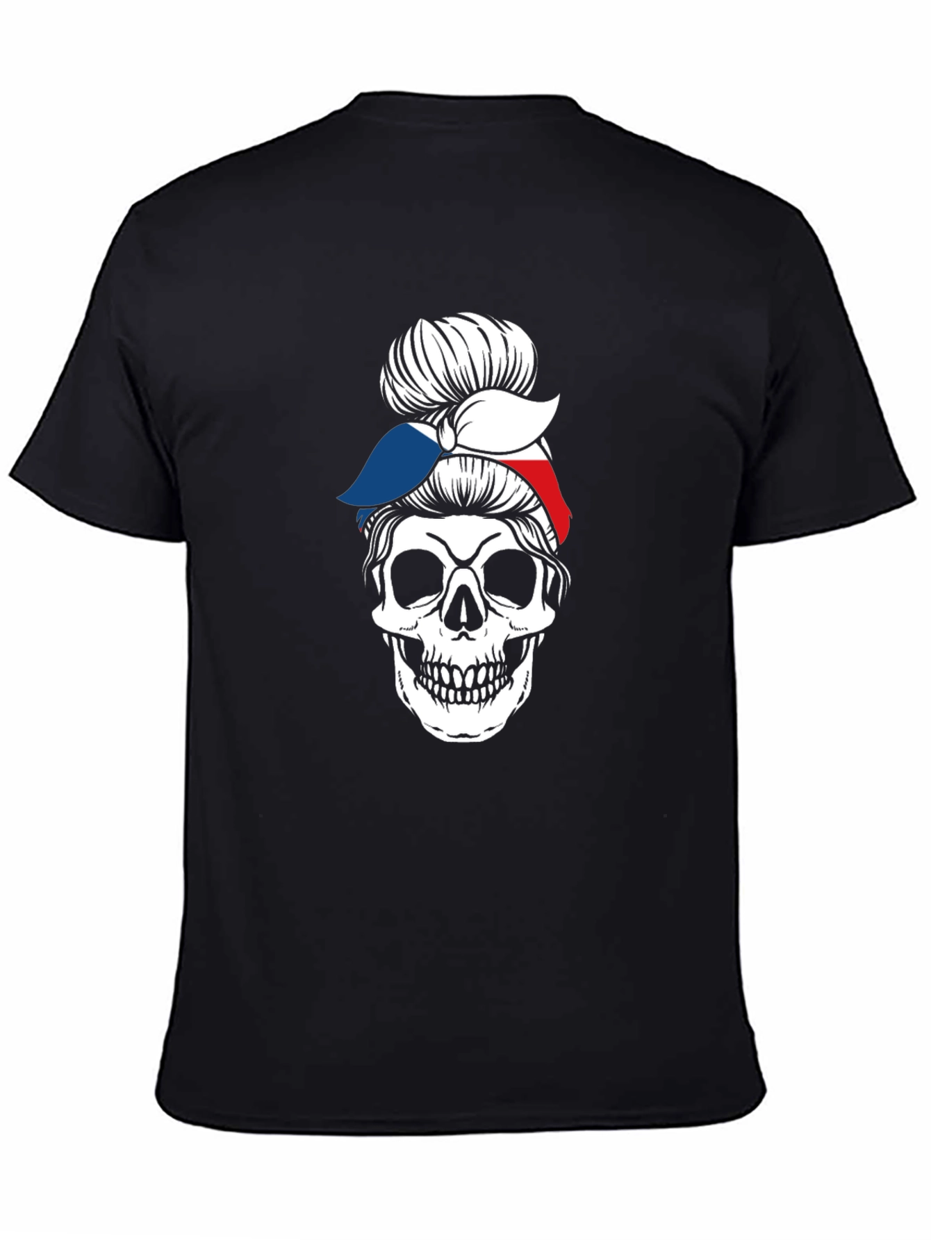 Skull Messy Bun Bandana Graphic Tee
