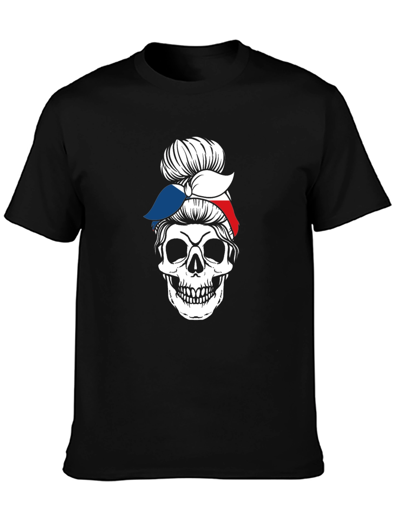 Skull Messy Bun Bandana Graphic Tee