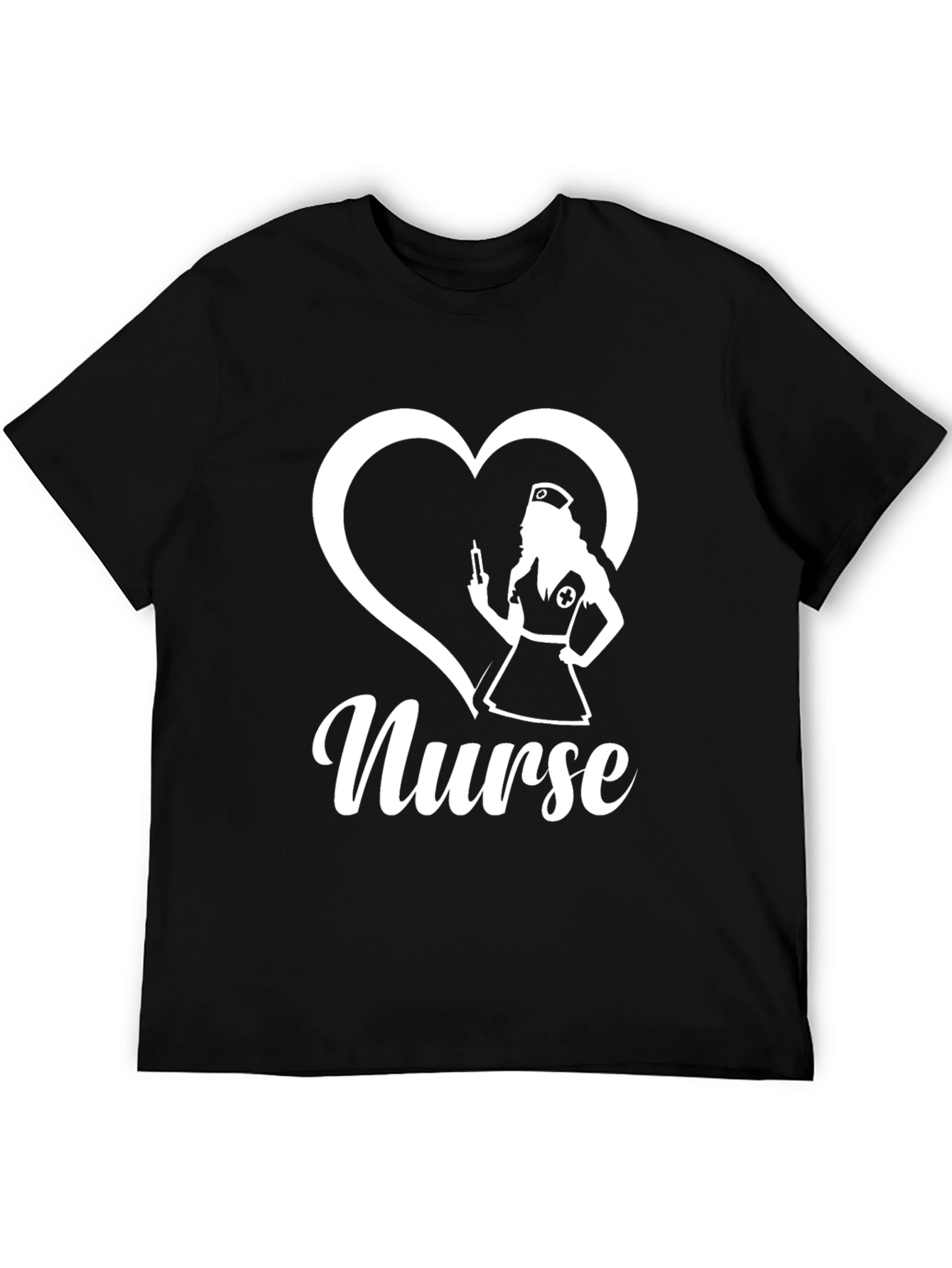 Nurse Heart Graphic Tee - Black Cotton T-Shirt
