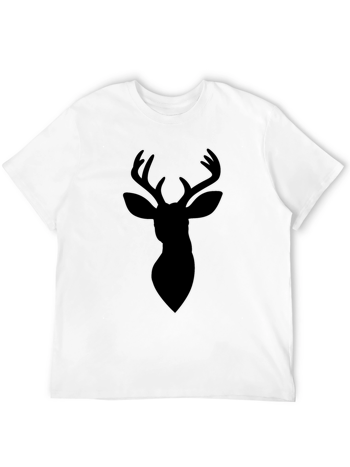 Black Deer Outline Graphic Tee - Modern Style