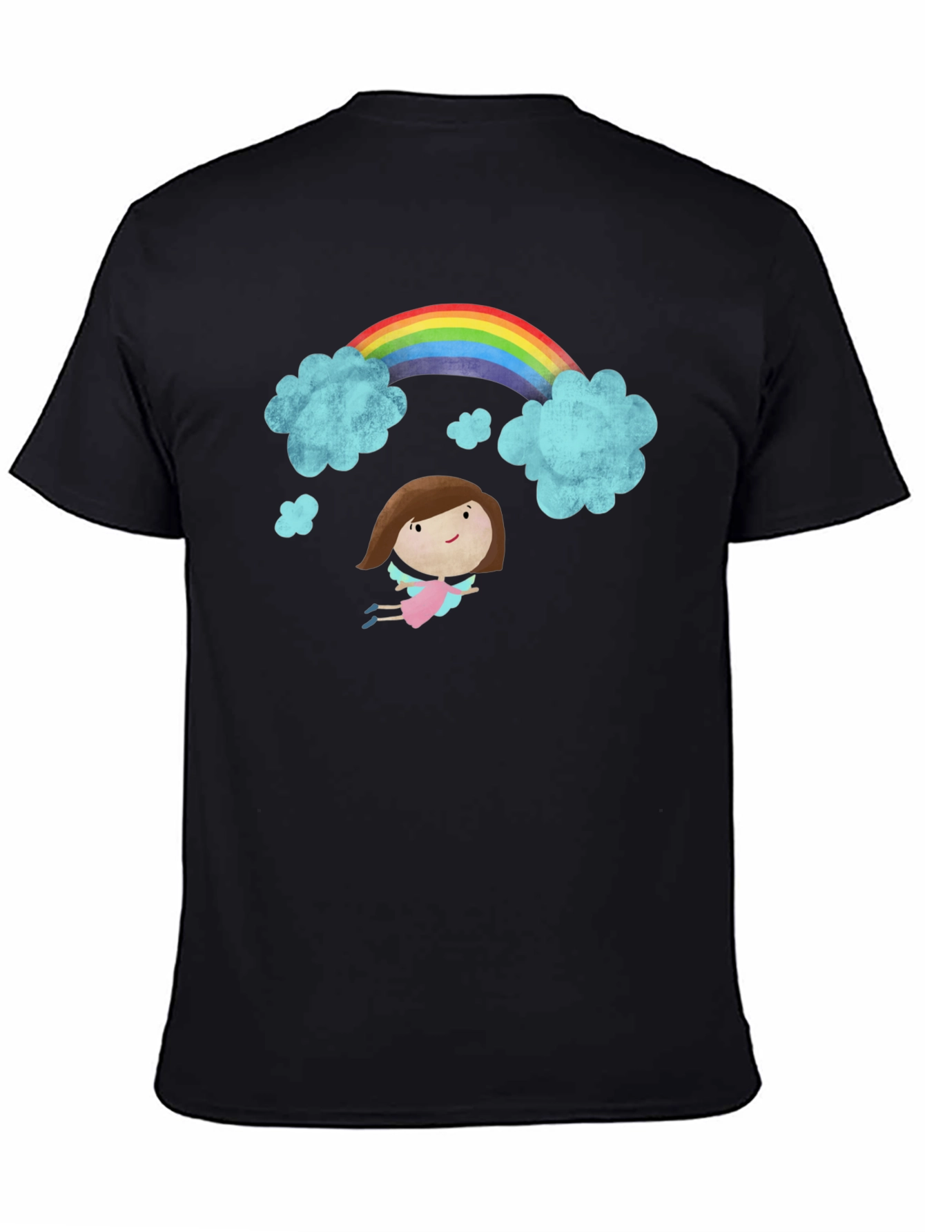 Rainbow Angel Graphic Black T-Shirt