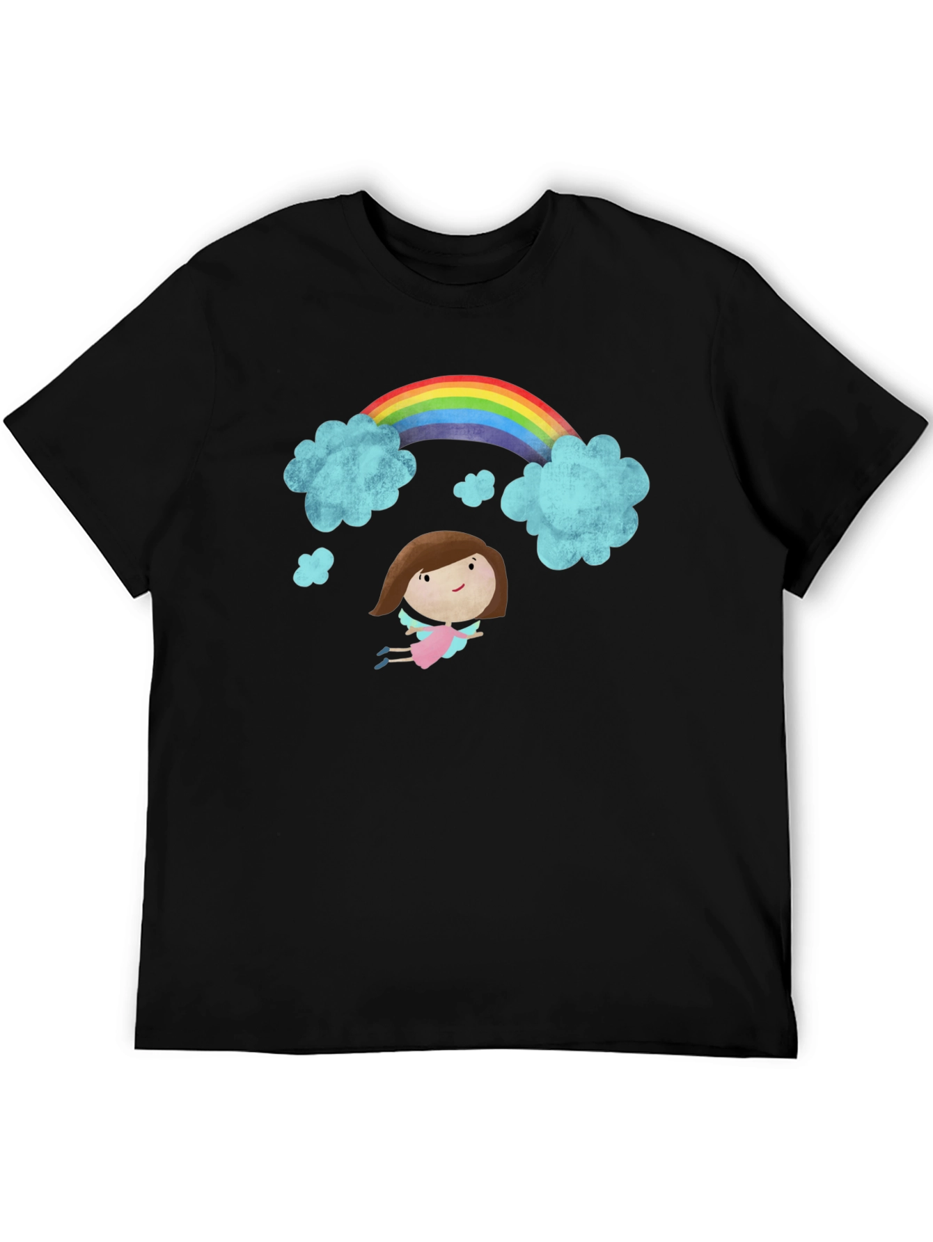 Rainbow Angel Graphic Black T-Shirt