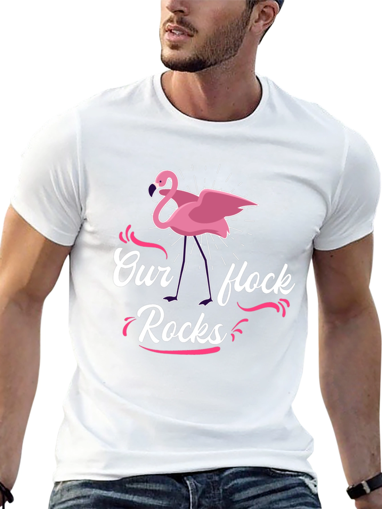 Our Flock Rocks Flamingo Graphic Tee - Black
