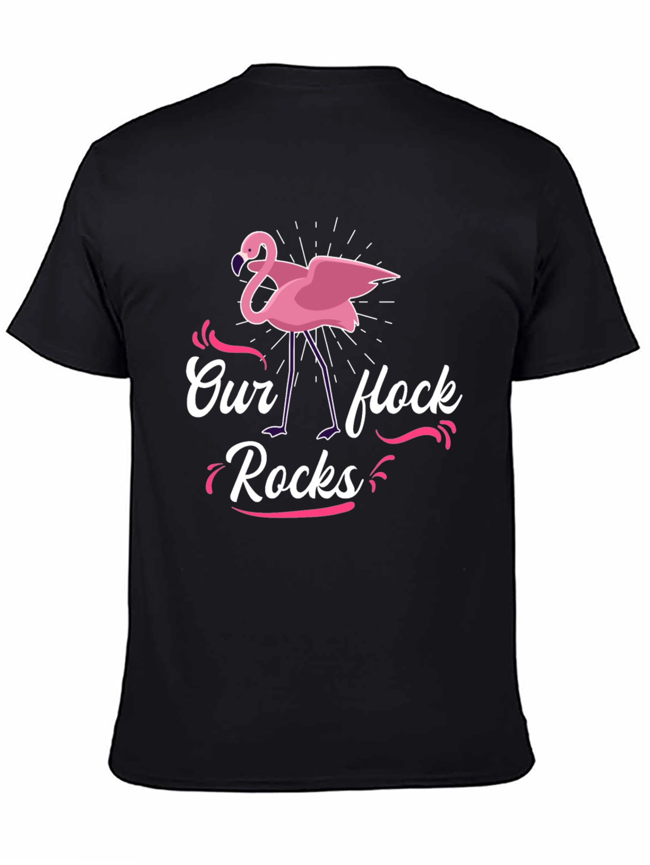 Our Flock Rocks Flamingo Graphic Tee - Black