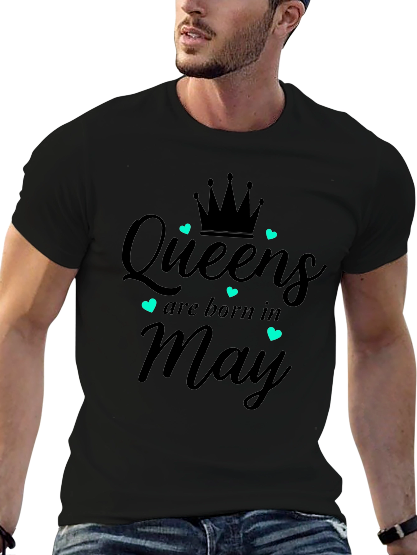 Queens Born in May Black Graphic T-Shirt
