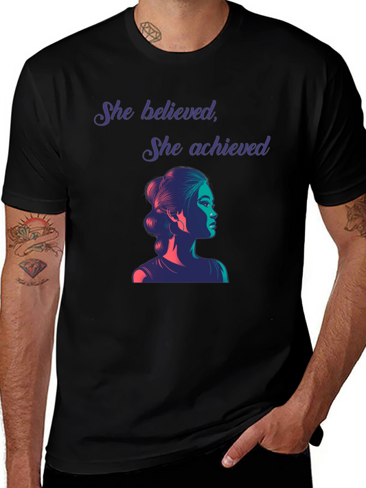 Empowered Woman Graphic Tee - She Believed She Achieved