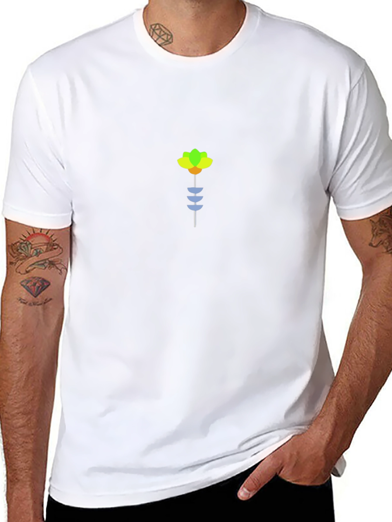 Minimalist Flower Graphic Tee - Black