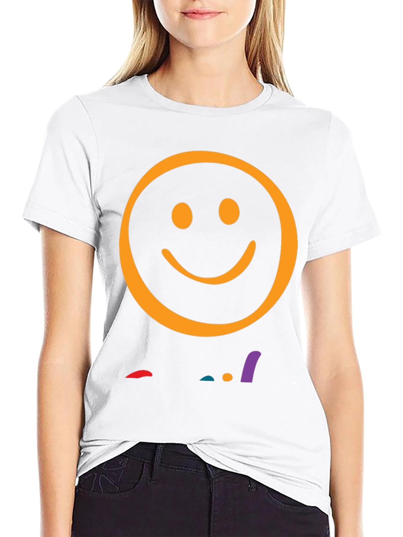Smiley Face Graphic Tee - Black Casual T-Shirt