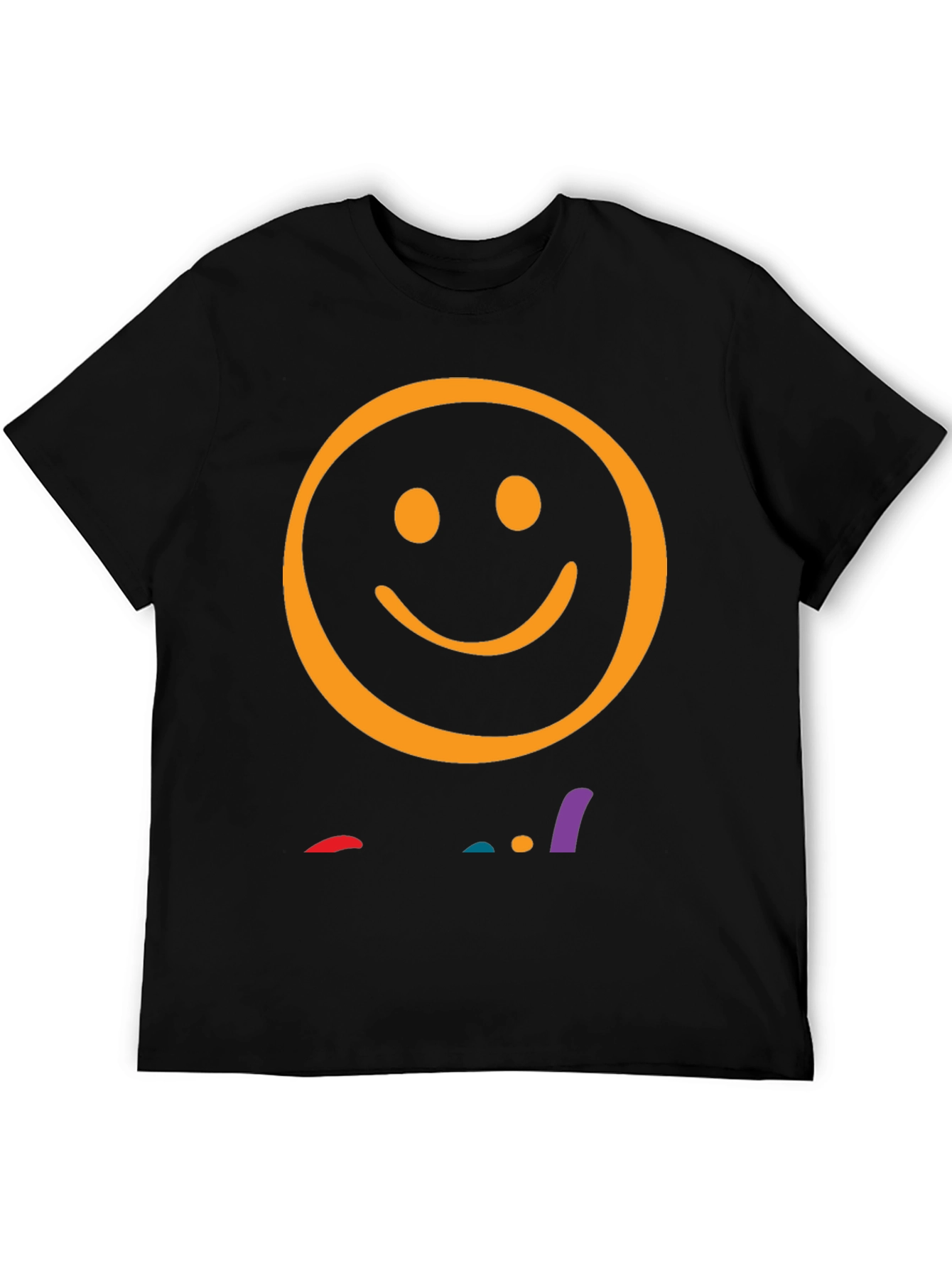 Smiley Face Graphic Tee - Black Casual T-Shirt