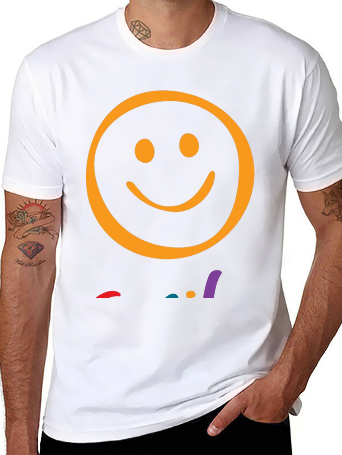 Smiley Face Graphic Tee - Black Casual T-Shirt