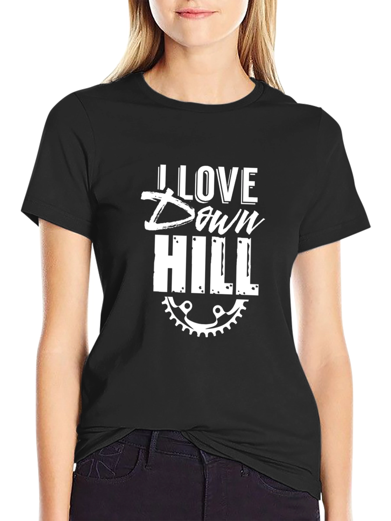 I Love Downhill Black Graphic Tee