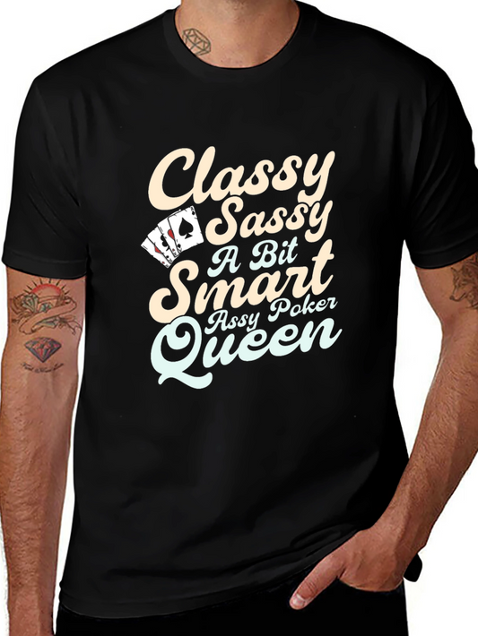 Classy Sassy Poker Queen Black Graphic T-Shirt