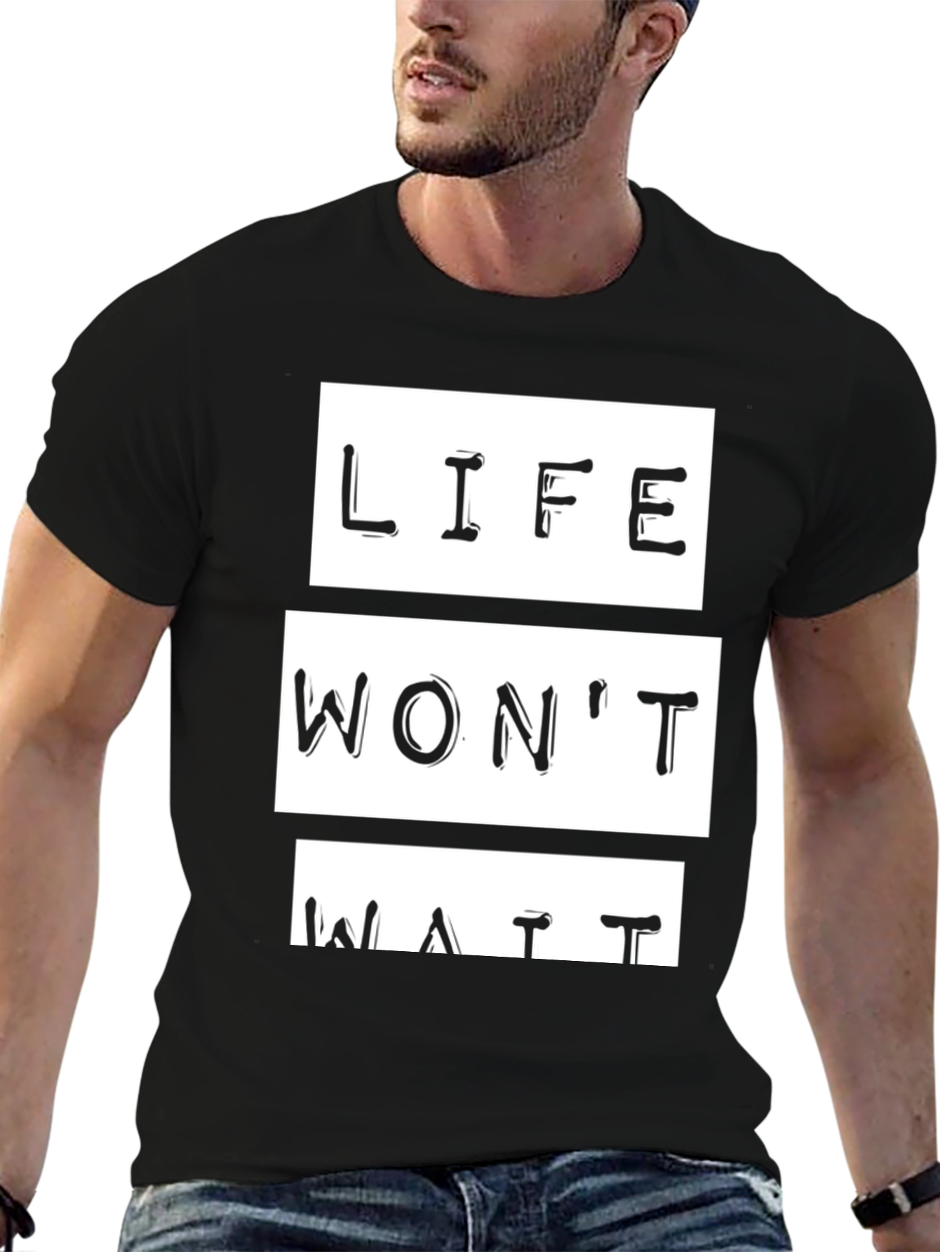 Life Wont Wait Graphic Tee - Black