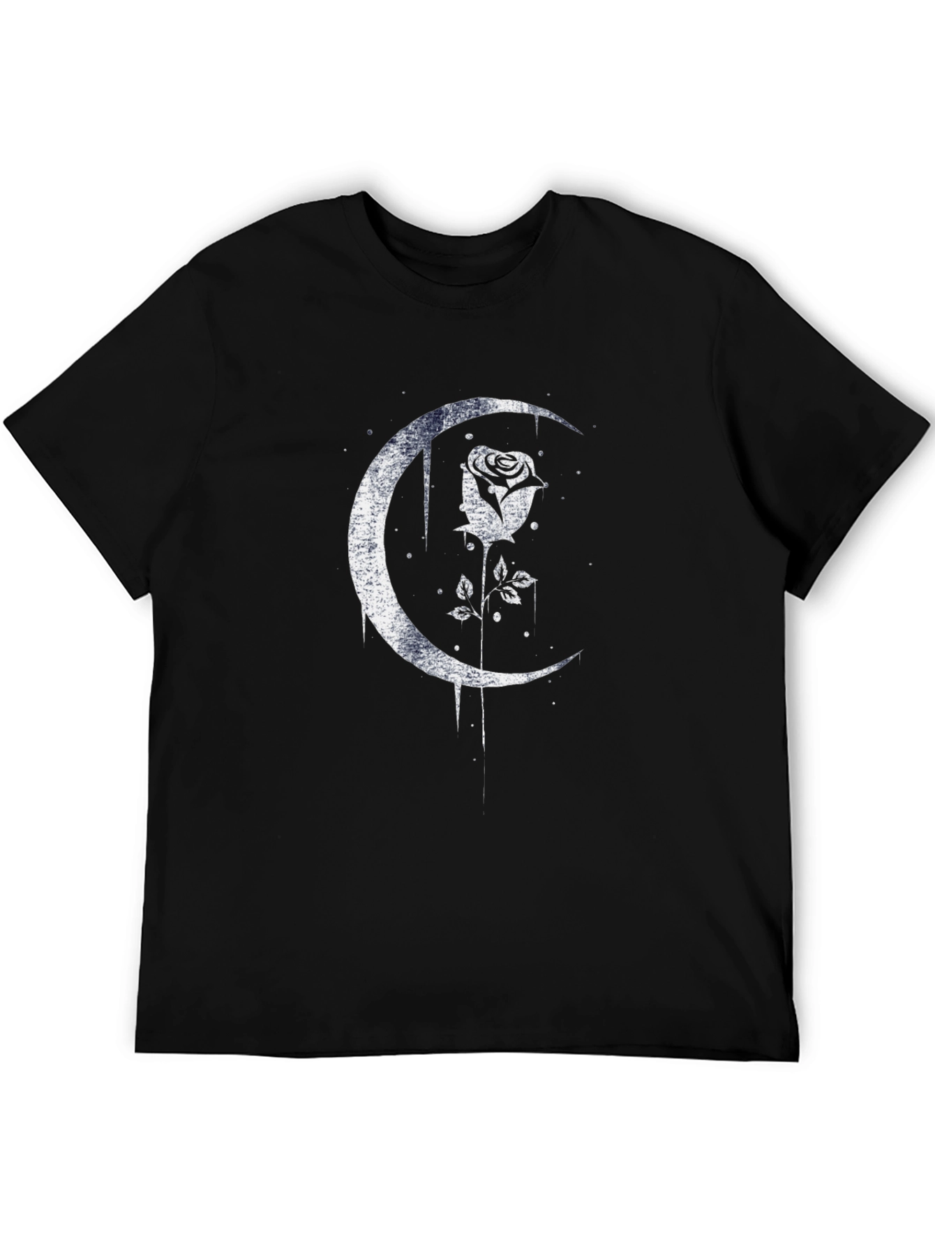 Moon Rose Graphic Tee - Black Crew Neck
