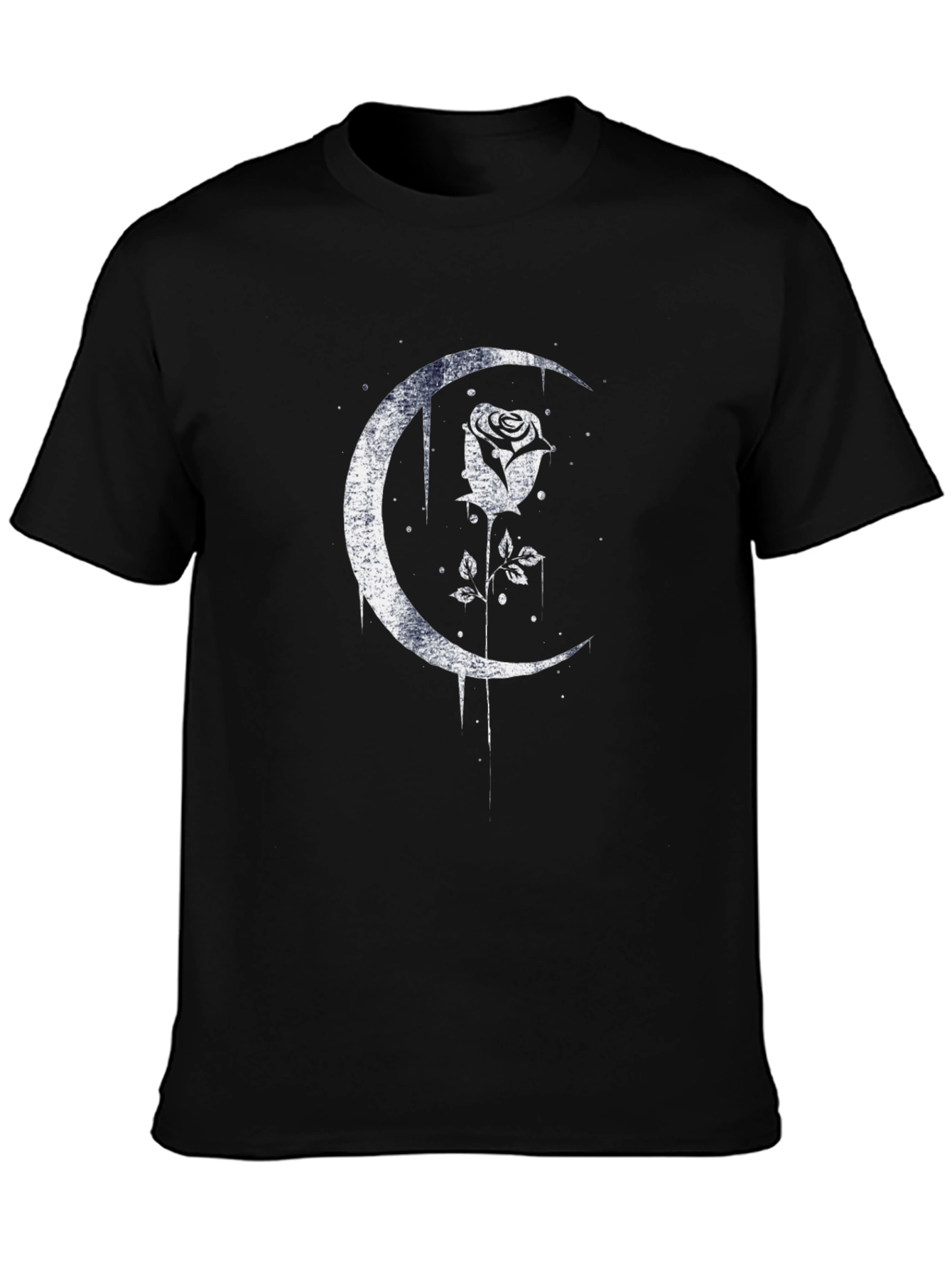 Moon Rose Graphic Tee - Black Crew Neck