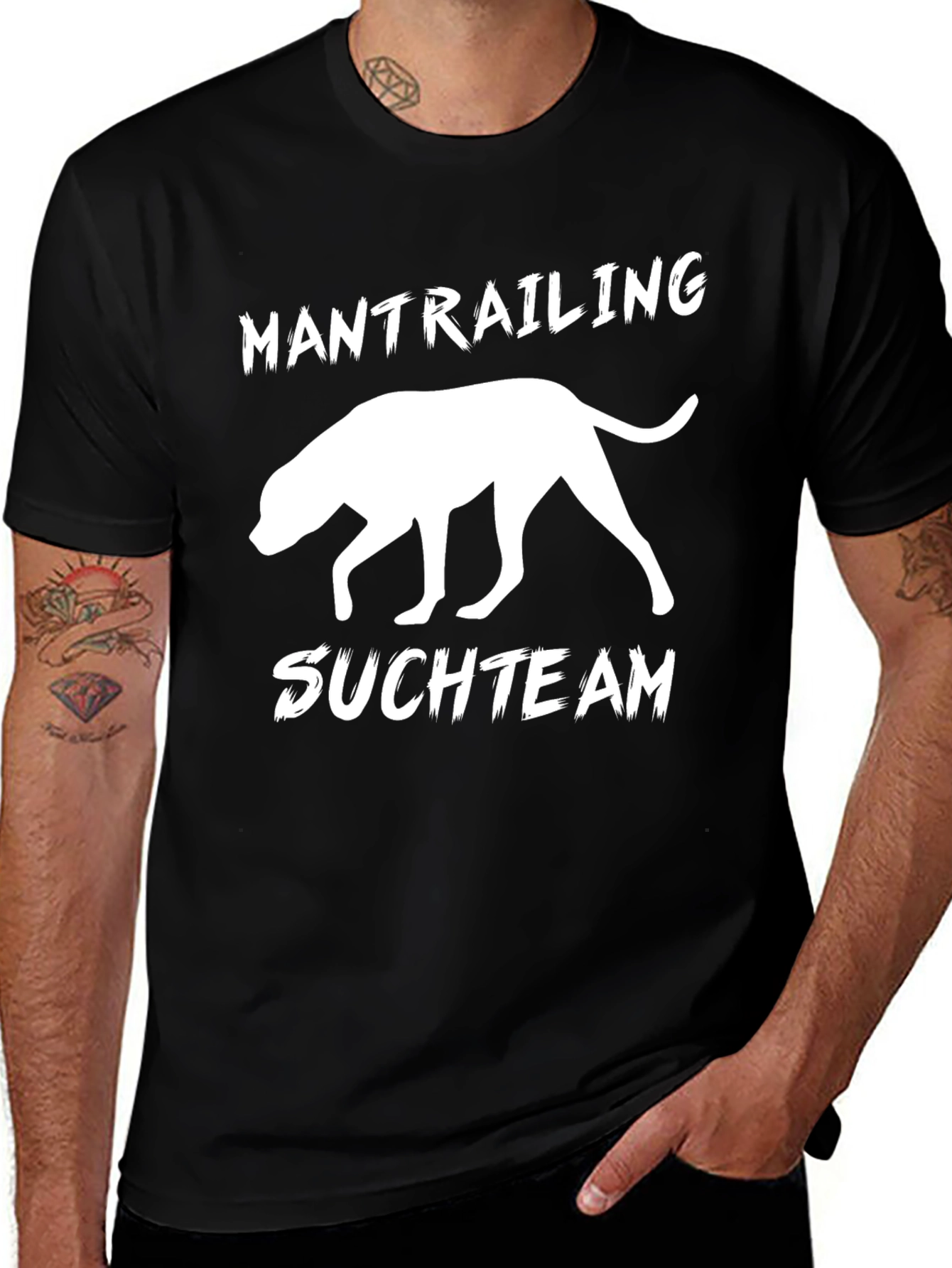 Mantrailing Suchteam Dog Silhouette Black T-Shirt