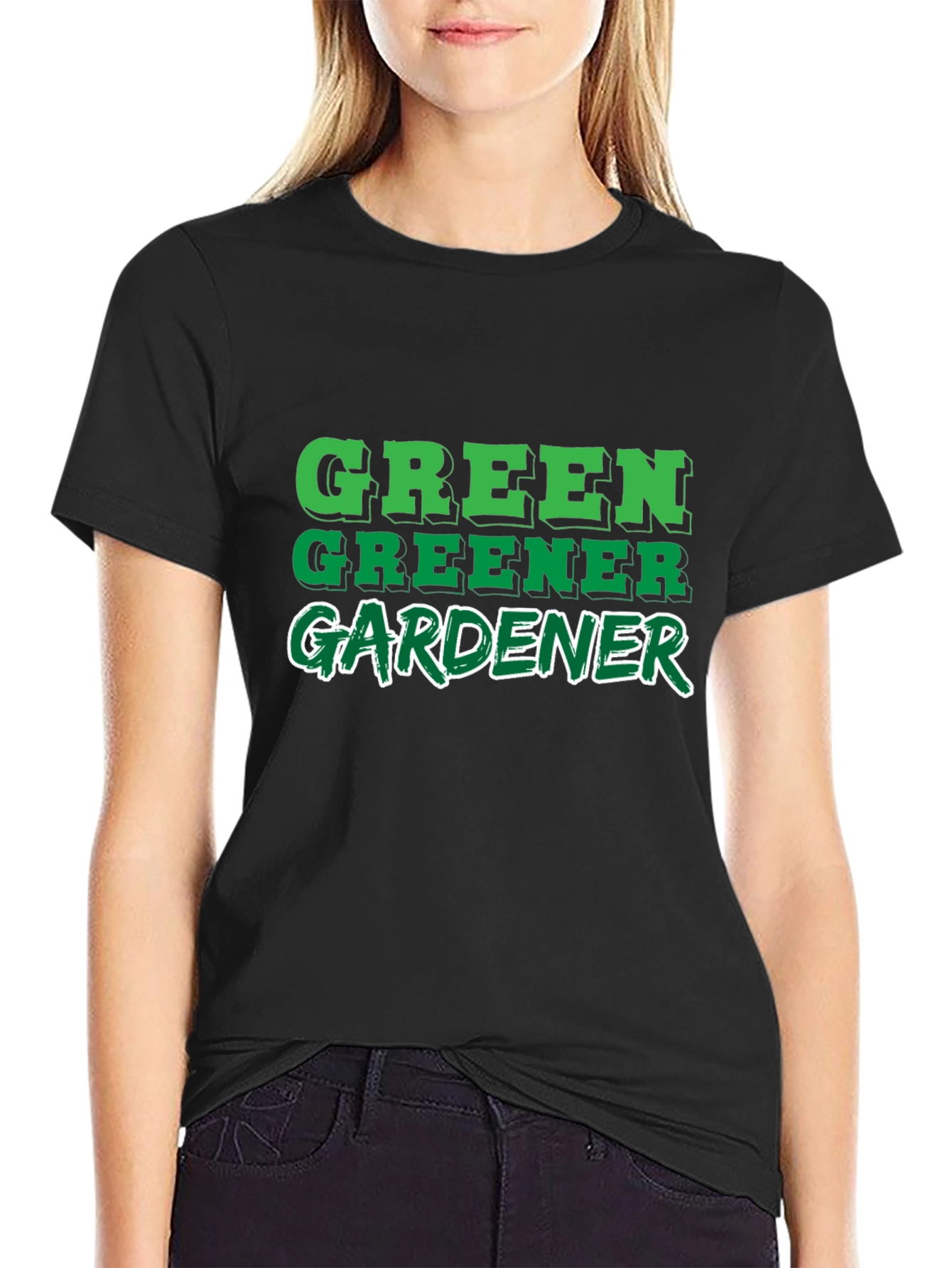 Green Greener Gardener Black T-Shirt