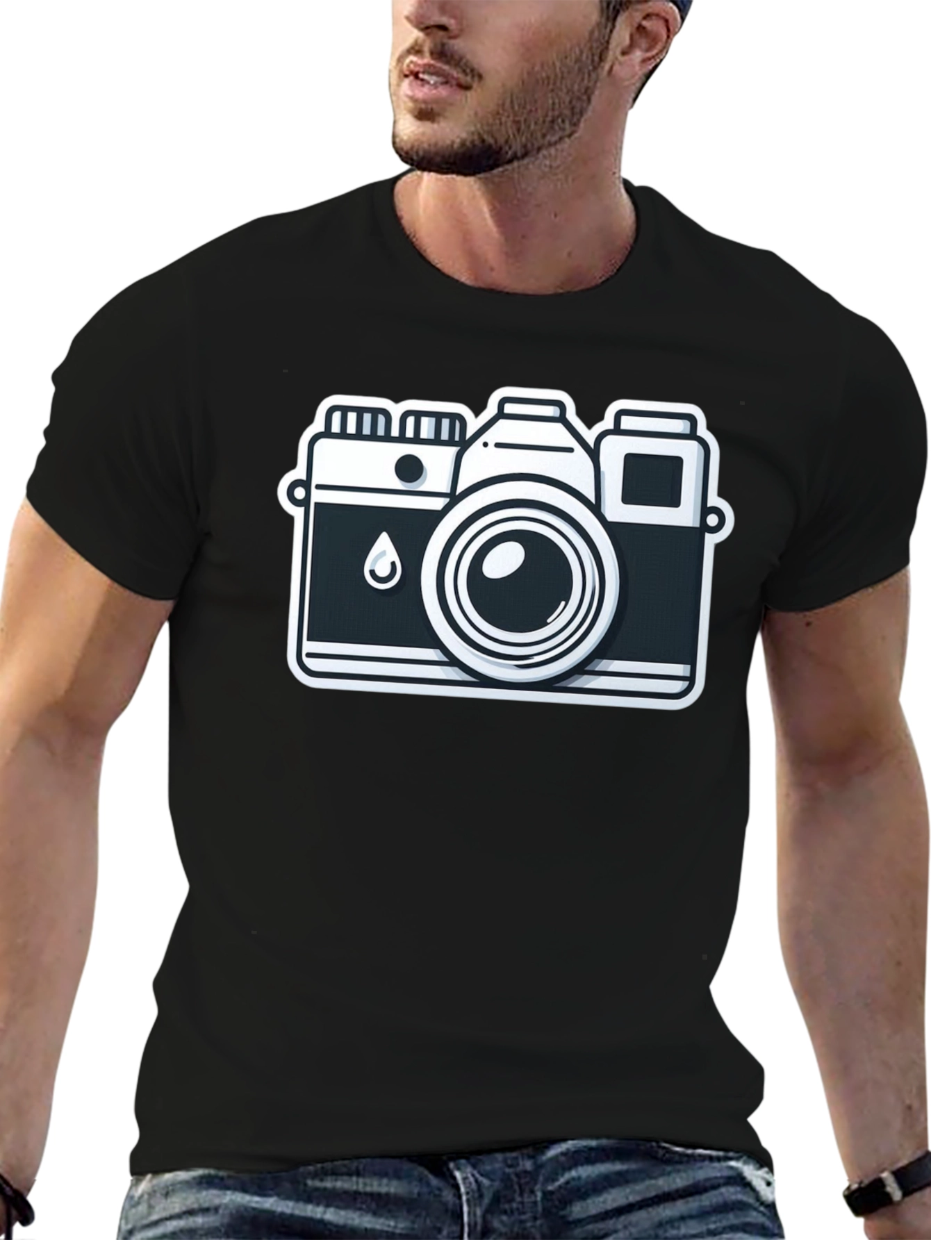 Retro Camera Graphic Tee - Black